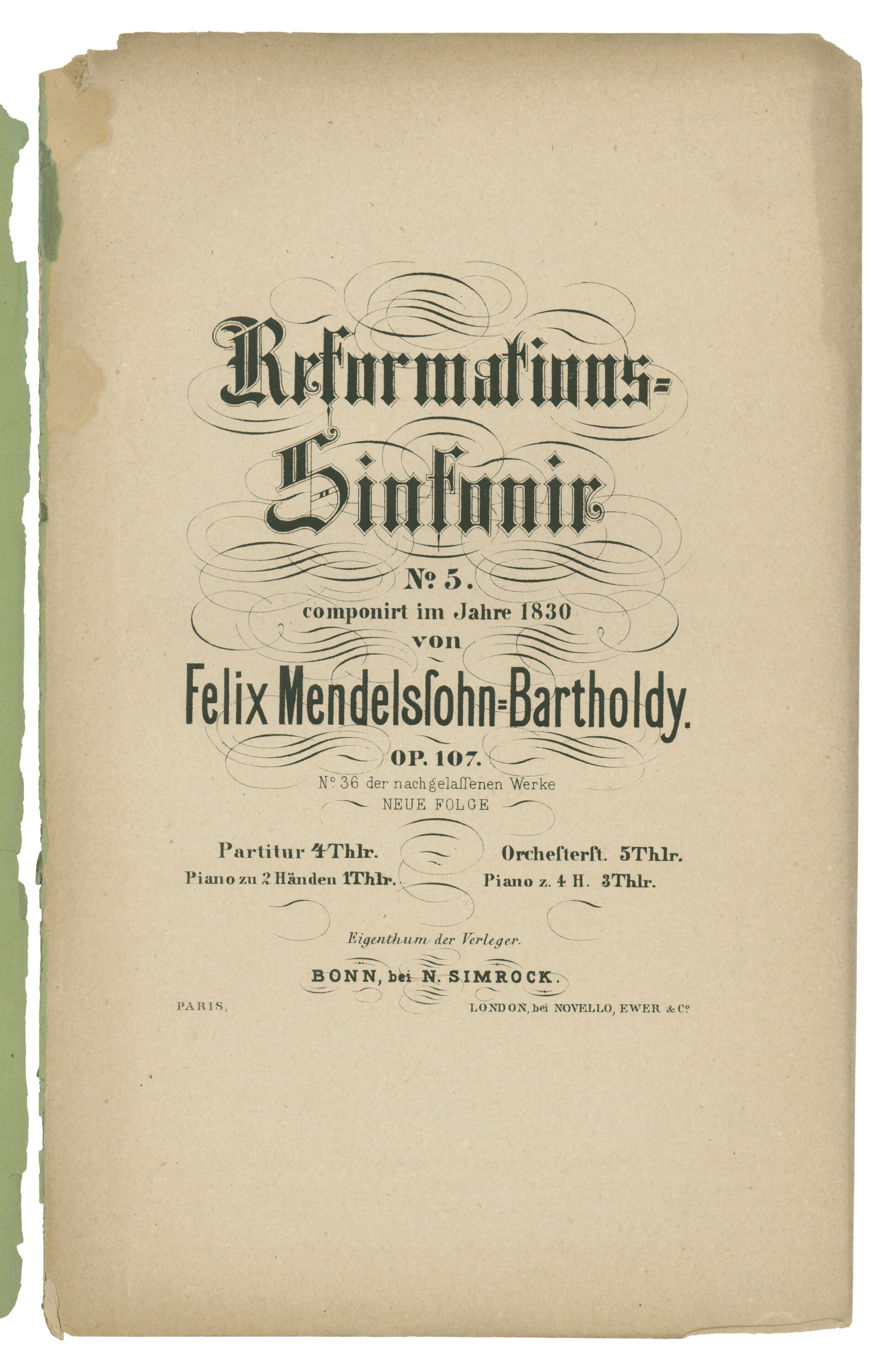 Felix Mendelssohn Bartholdy, Sinfonie d-Moll (»Reformationssinfonie«) (Felix-Mendelssohn-Bartholdy-Stiftung RR-F)