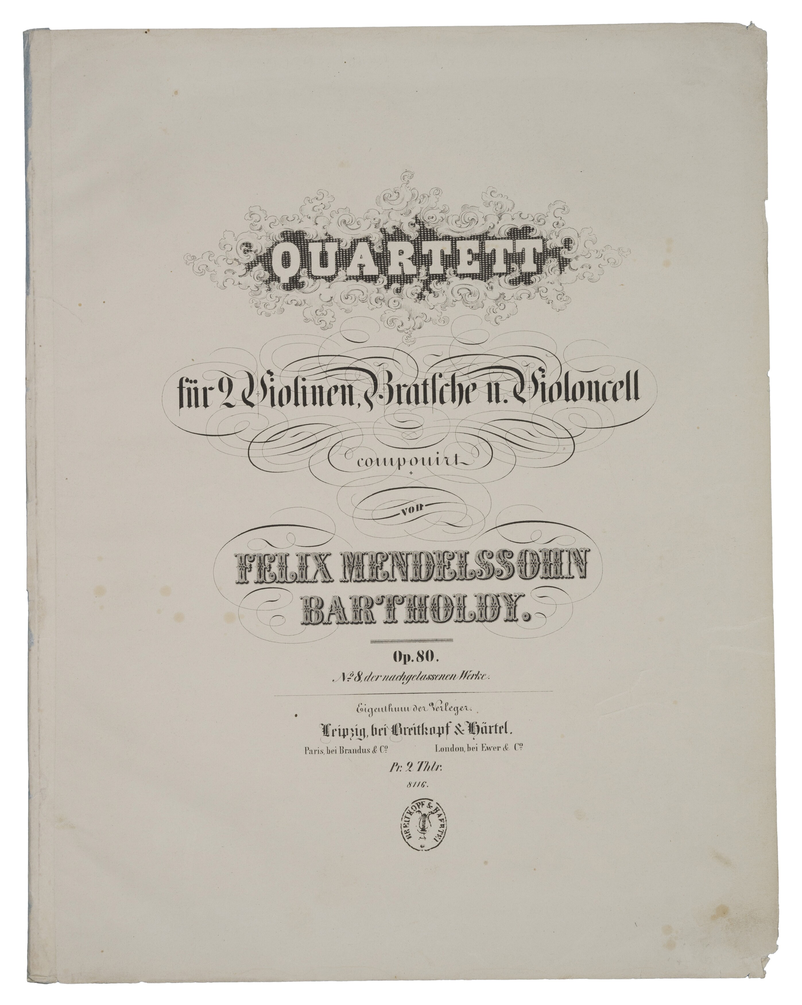 Felix Mendelssohn Bartholdy, Quartett f-Moll (Felix-Mendelssohn-Bartholdy-Stiftung RR-F)