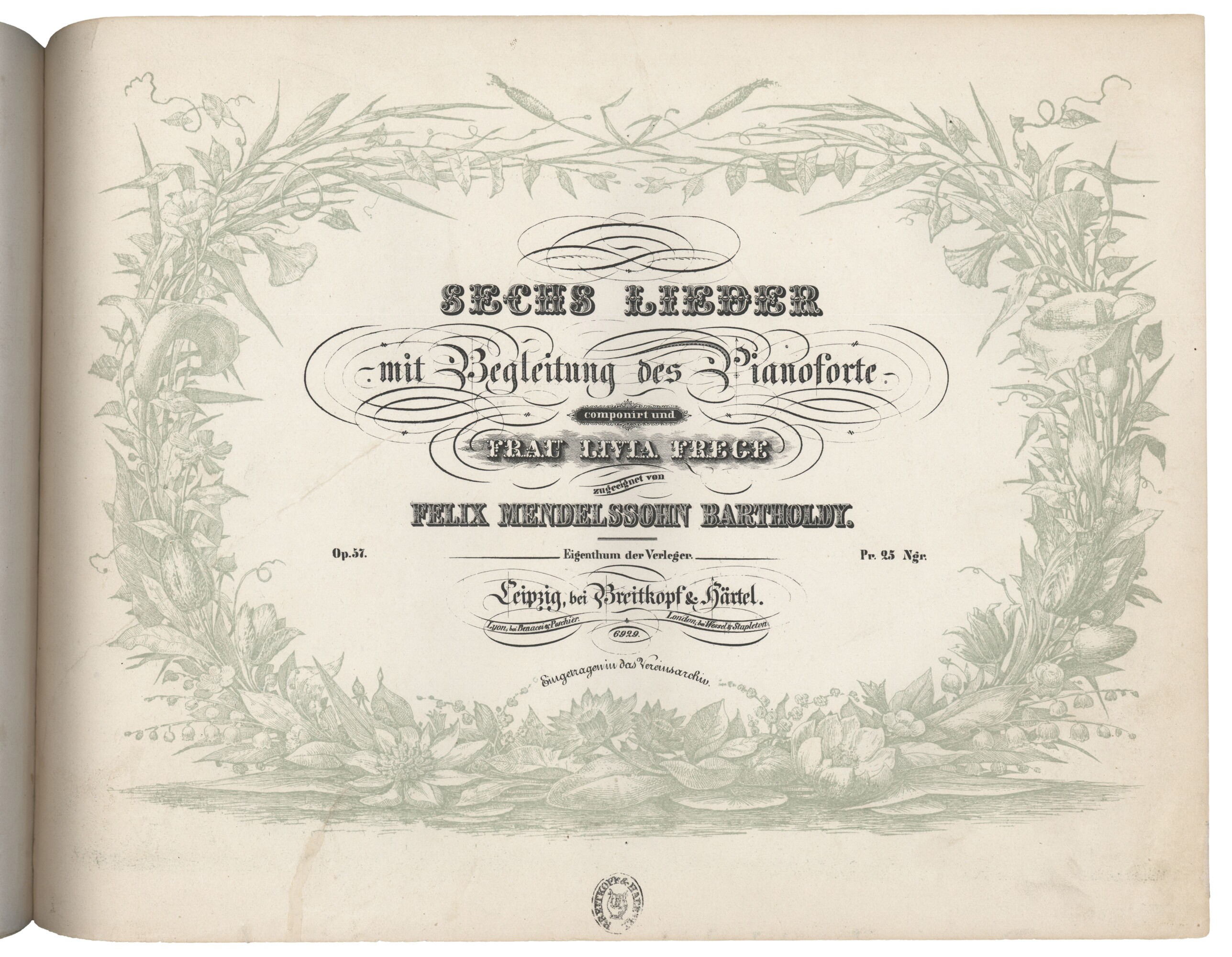 Felix Mendelssohn Bartholdy, Sechs Lieder op. 57 (Felix-Mendelssohn-Bartholdy-Stiftung RR-F)