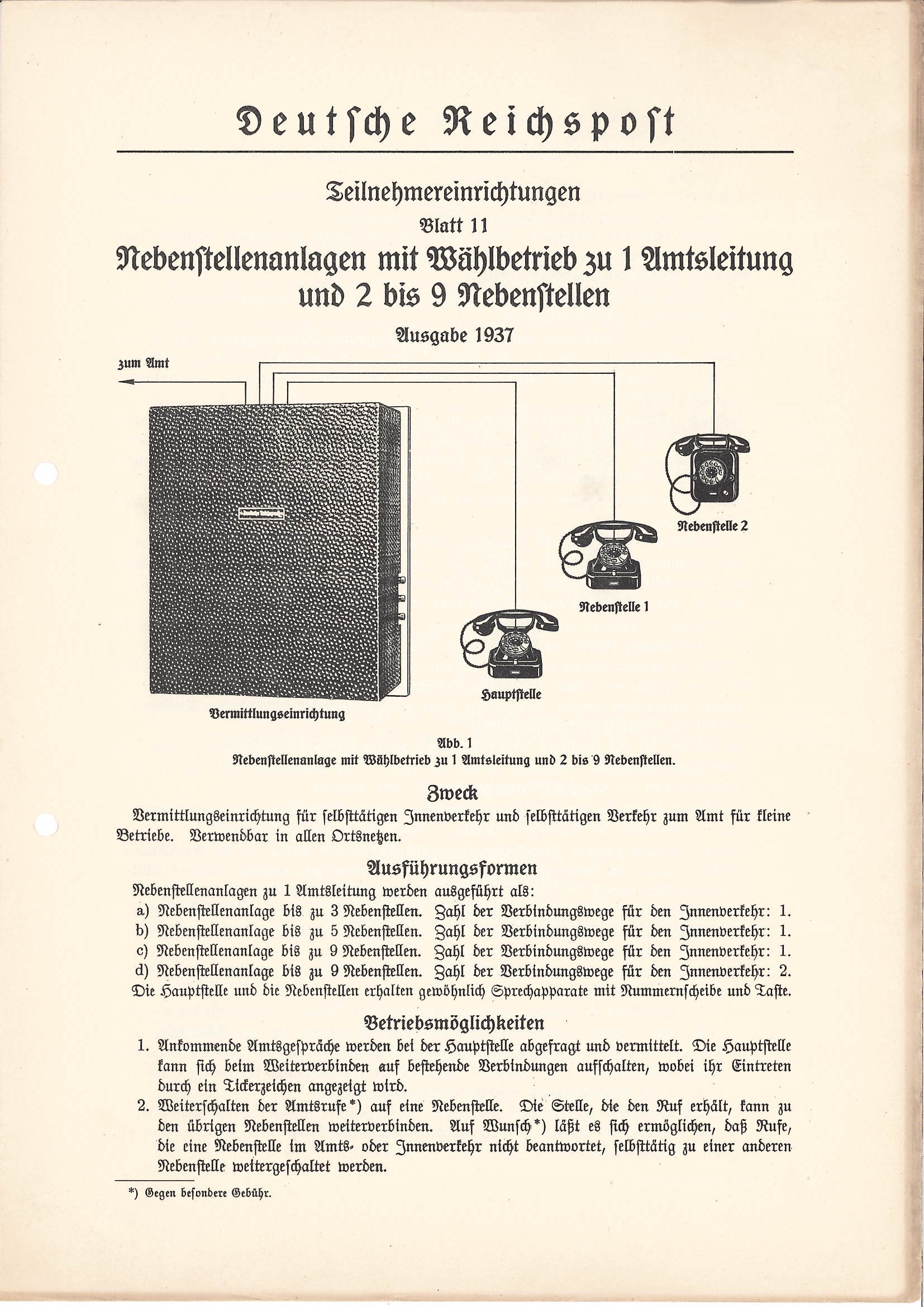Druckschrift: Teilnehmereinrichtungen, Blatt 11 (Interessengemeinschaft Historische Fernmeldetechnik e.V. CC BY-NC-SA)