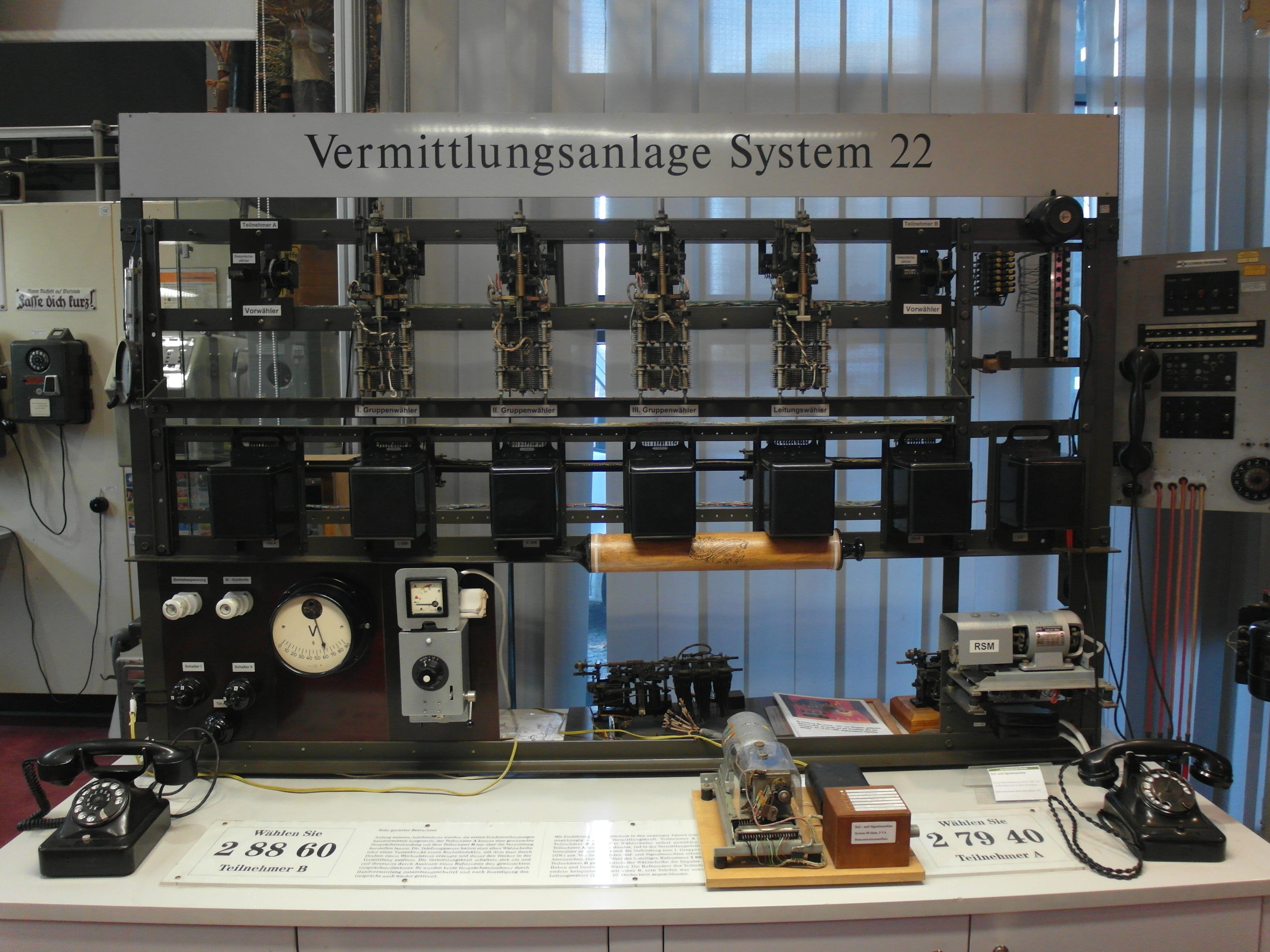 Demonstrationsmodell Vermittlungssystem 22 (Interessengemeinschaft Historische Fernmeldetechnik e.V. CC BY-NC-SA)
