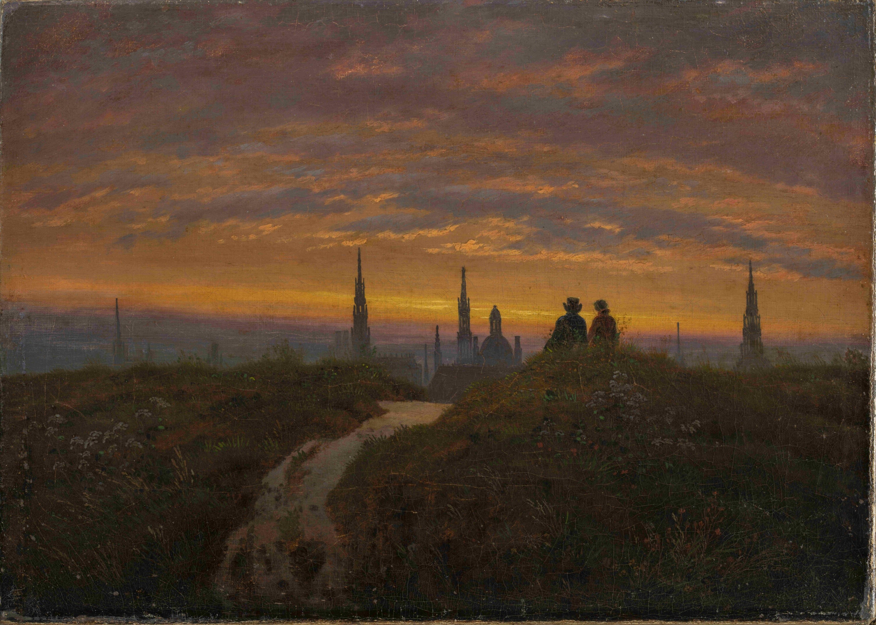 Blick auf Dresden bei Sonnenuntergang (Kunstsammlungen Chemnitz, Inv.-Nr. 211 CC BY-NC-ND)