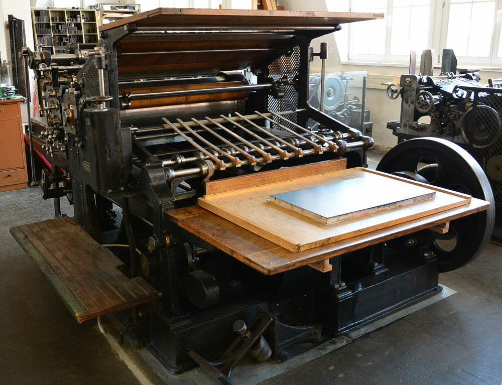 Stoppzylinderdruckmaschine (Museum für Druckkunst Leipzig CC BY-NC-ND)