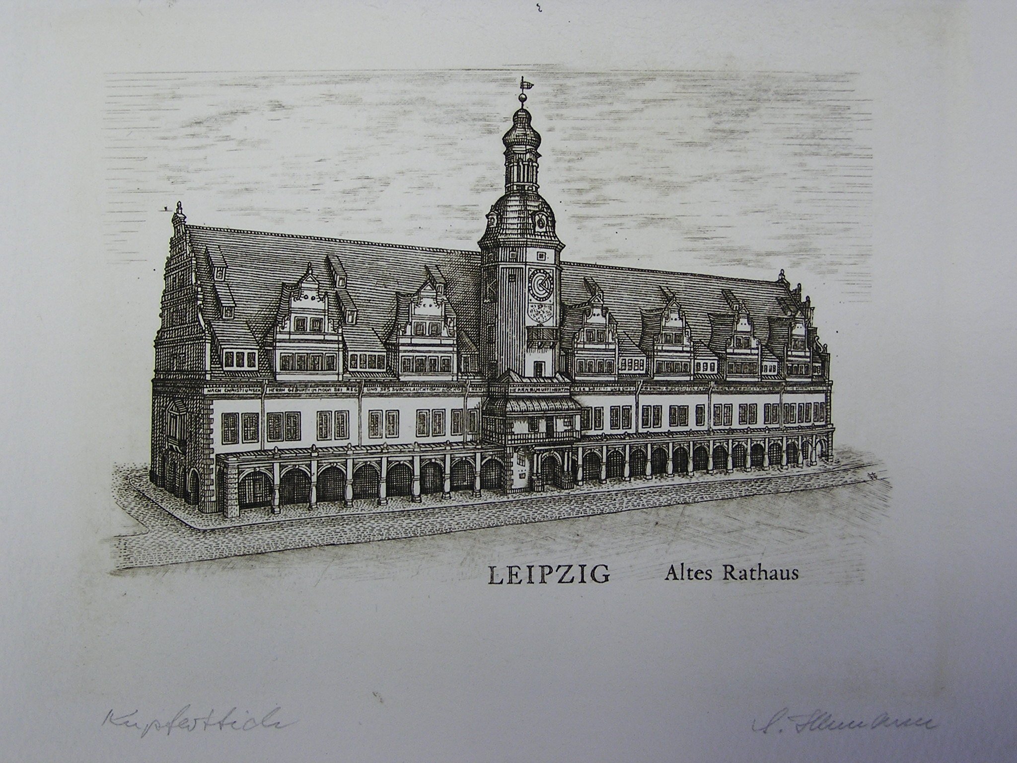 KUpferstich "LEIPZIG Altes Rathaus" (Museum für Druckkunst Leipzig CC BY-NC-SA)
