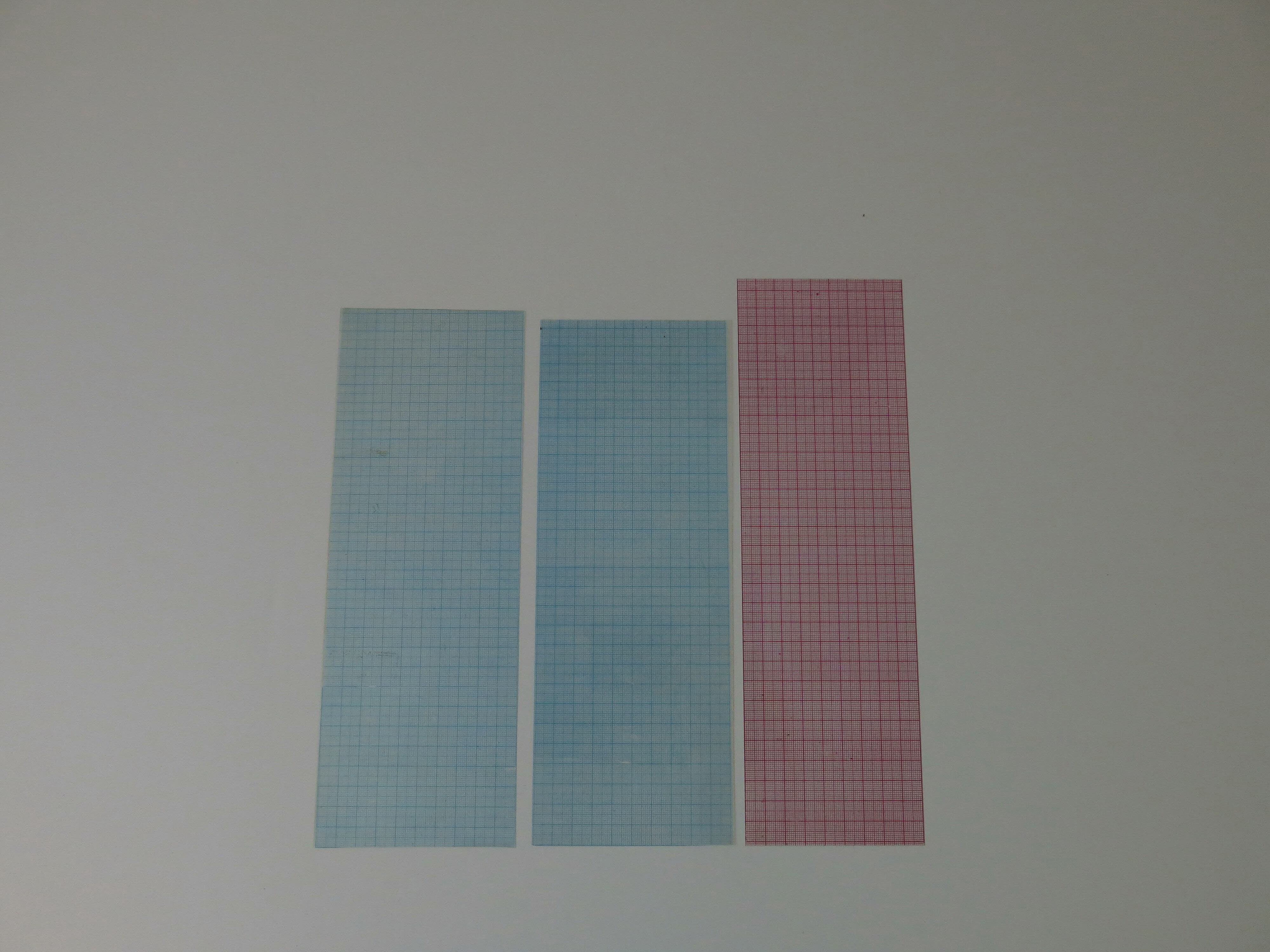Drei Streifen Millimeterpapier (Museum für Druckkunst Leipzig CC BY-NC-SA)