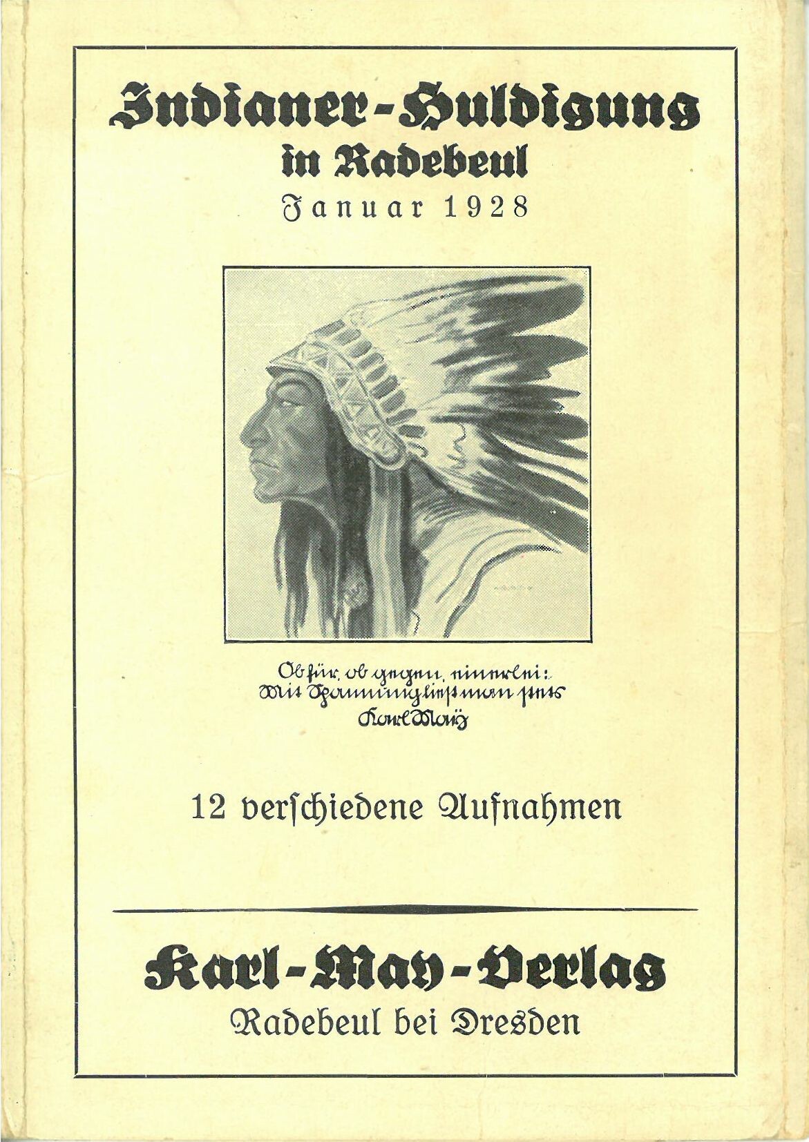 Postkartenheft "Indianer-Huldigung in Radebeul", Januar 1928; 12 Aufnahmen (Karl-May-Museum gGmbH RR-R)