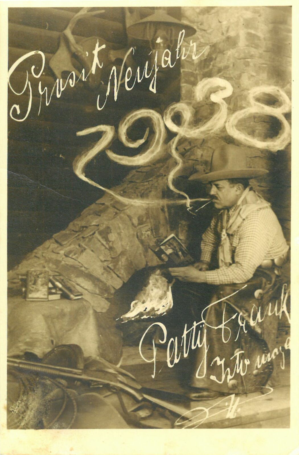 Neujahrgruß 1938; Patty Frank; beschrieben (Karl-May-Museum gGmbH RR-R)