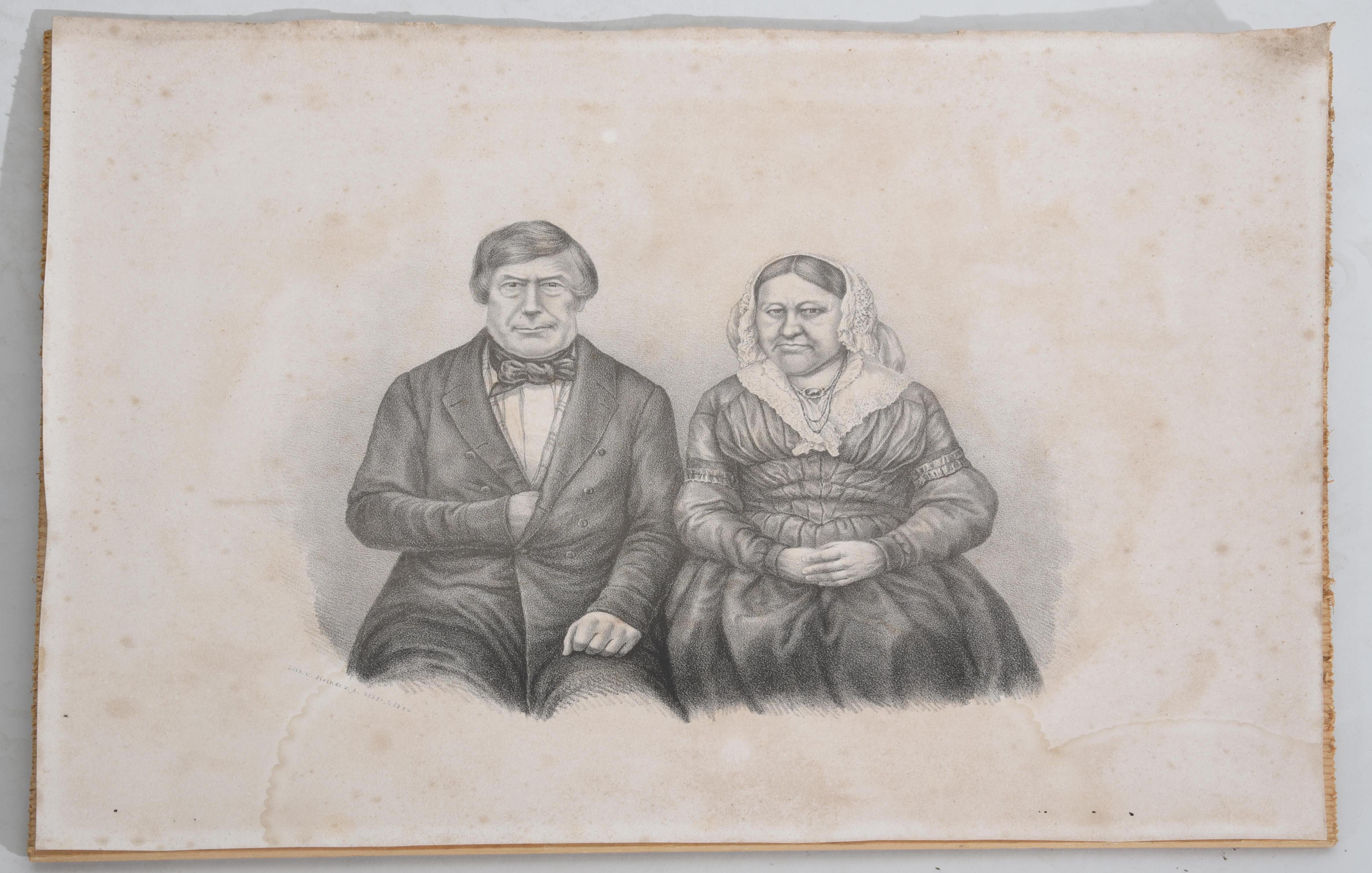 Lithografie eines alten Ehepaares (Heimatmuseum Ebersbach-Neugersdorf CC BY-NC-SA)