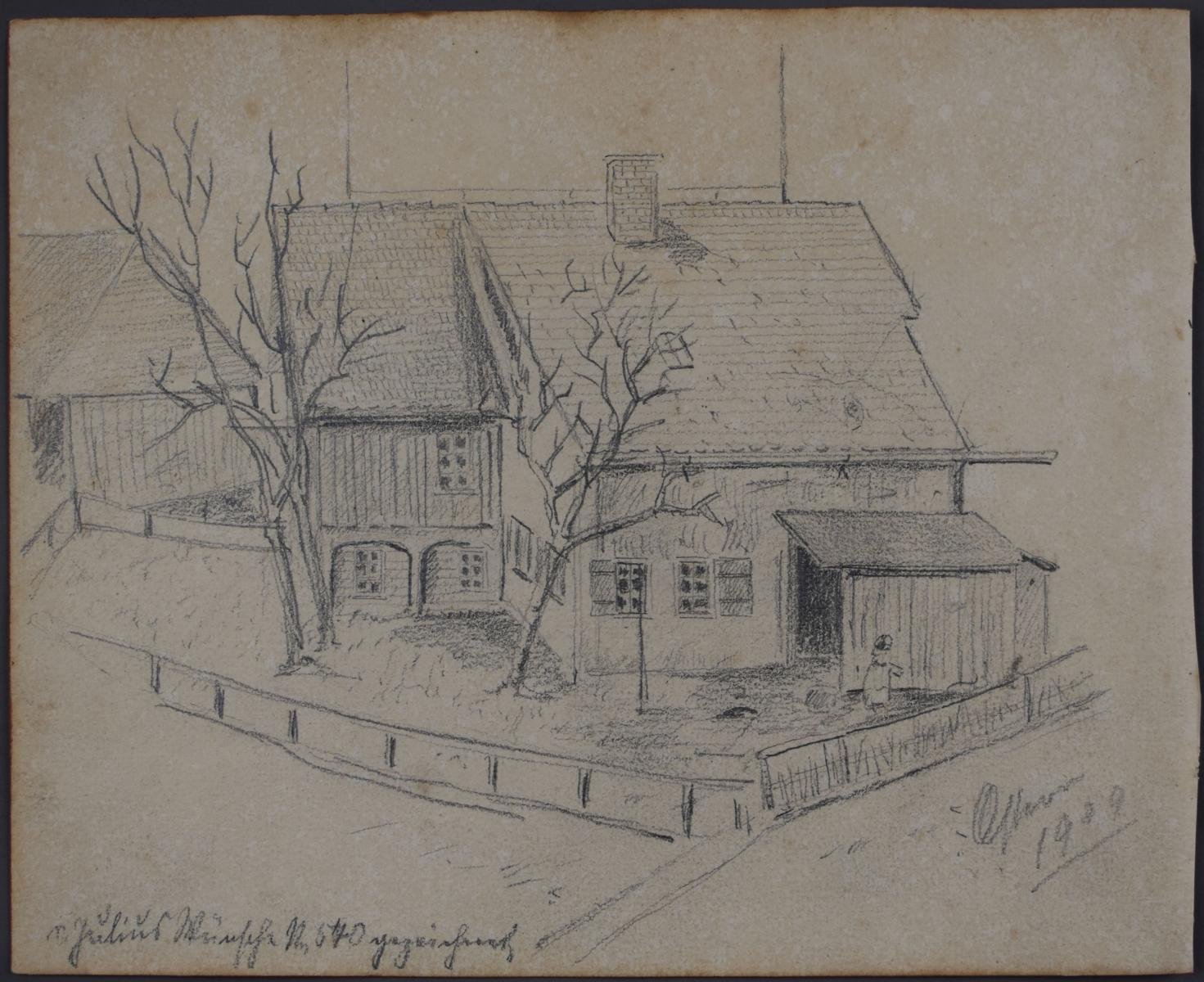 Umgebindehaus mit Garten (Heimatmuseum Ebersbach-Neugersdorf CC BY-NC-SA)