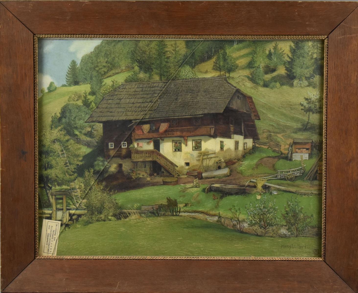 Bauernhaus in Landschaft (Heimatmuseum Ebersbach-Neugersdorf CC BY-NC-SA)