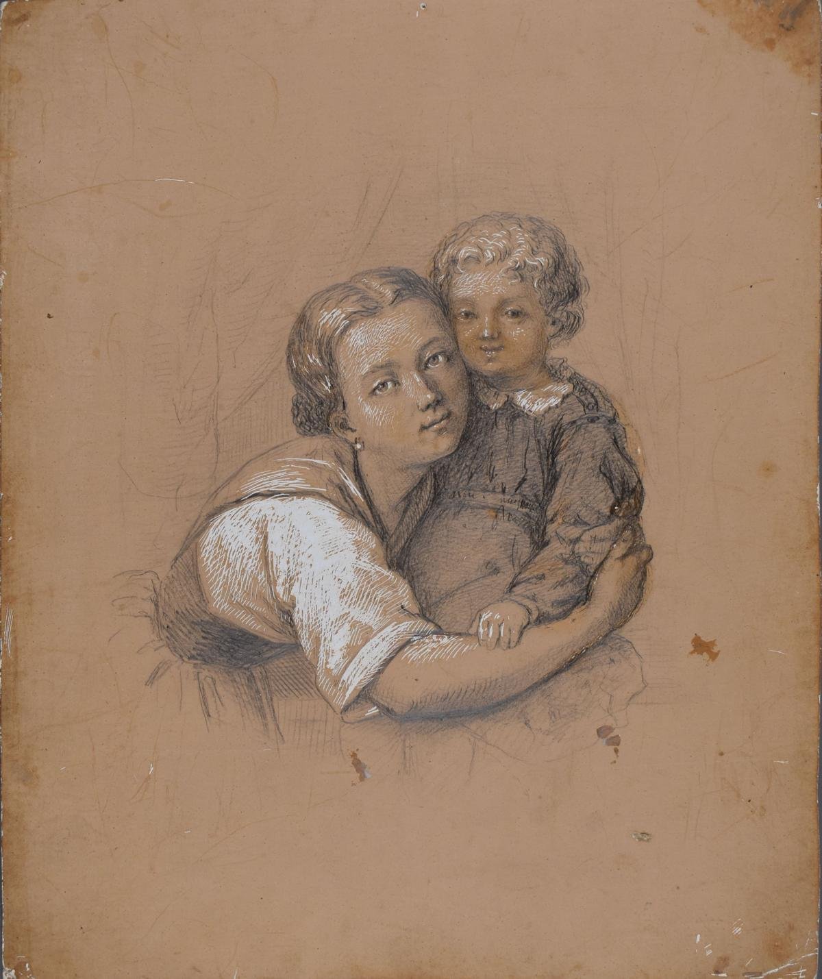 Junge Frau mit Kind (Heimatmuseum Ebersbach-Neugersdorf CC BY-NC-SA)