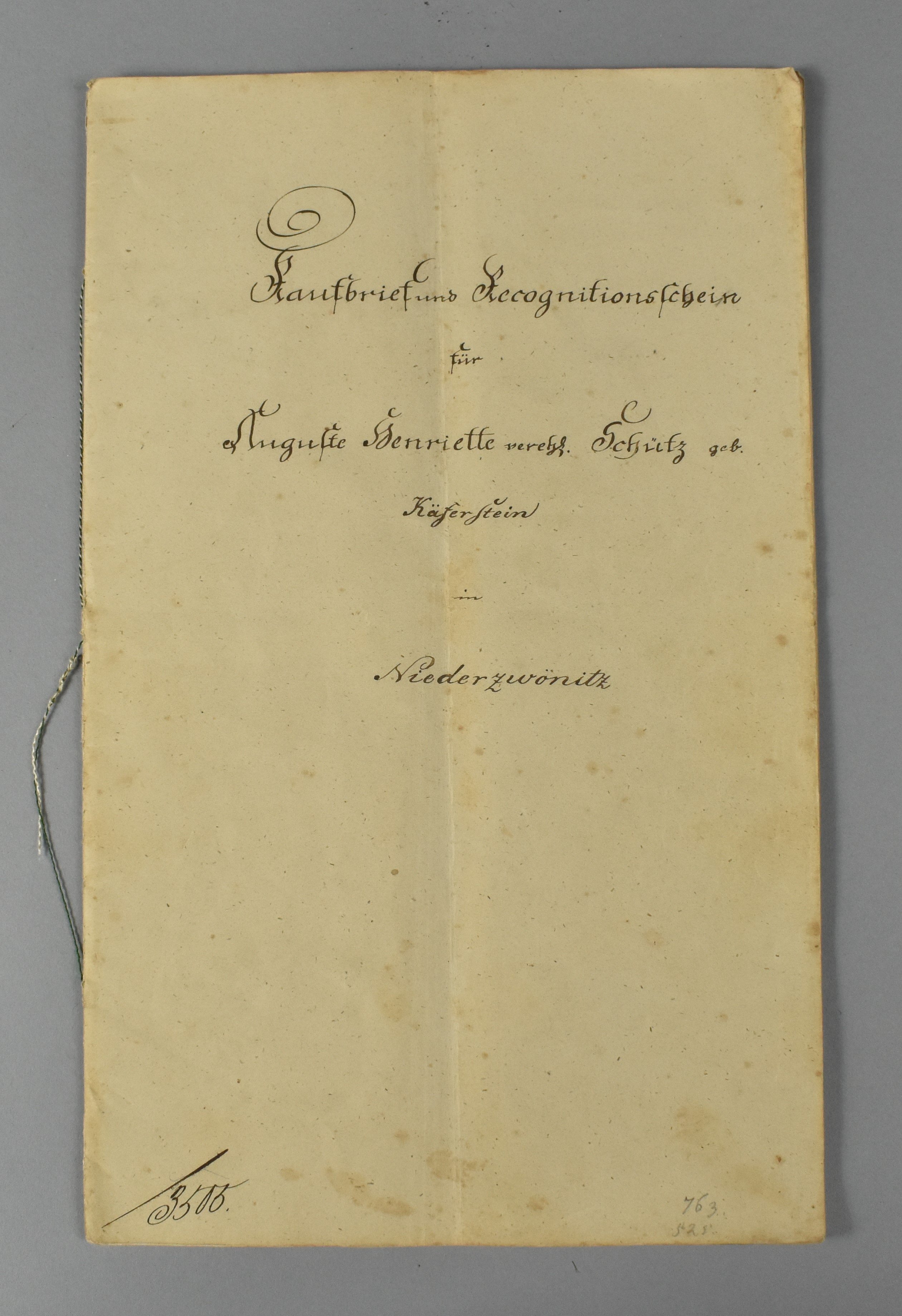 Urkunde über den Verkauf der Papiermühle Niederzwönitz im Jahr 1853 (Heimatwelten Zwönitz CC BY-NC-SA)