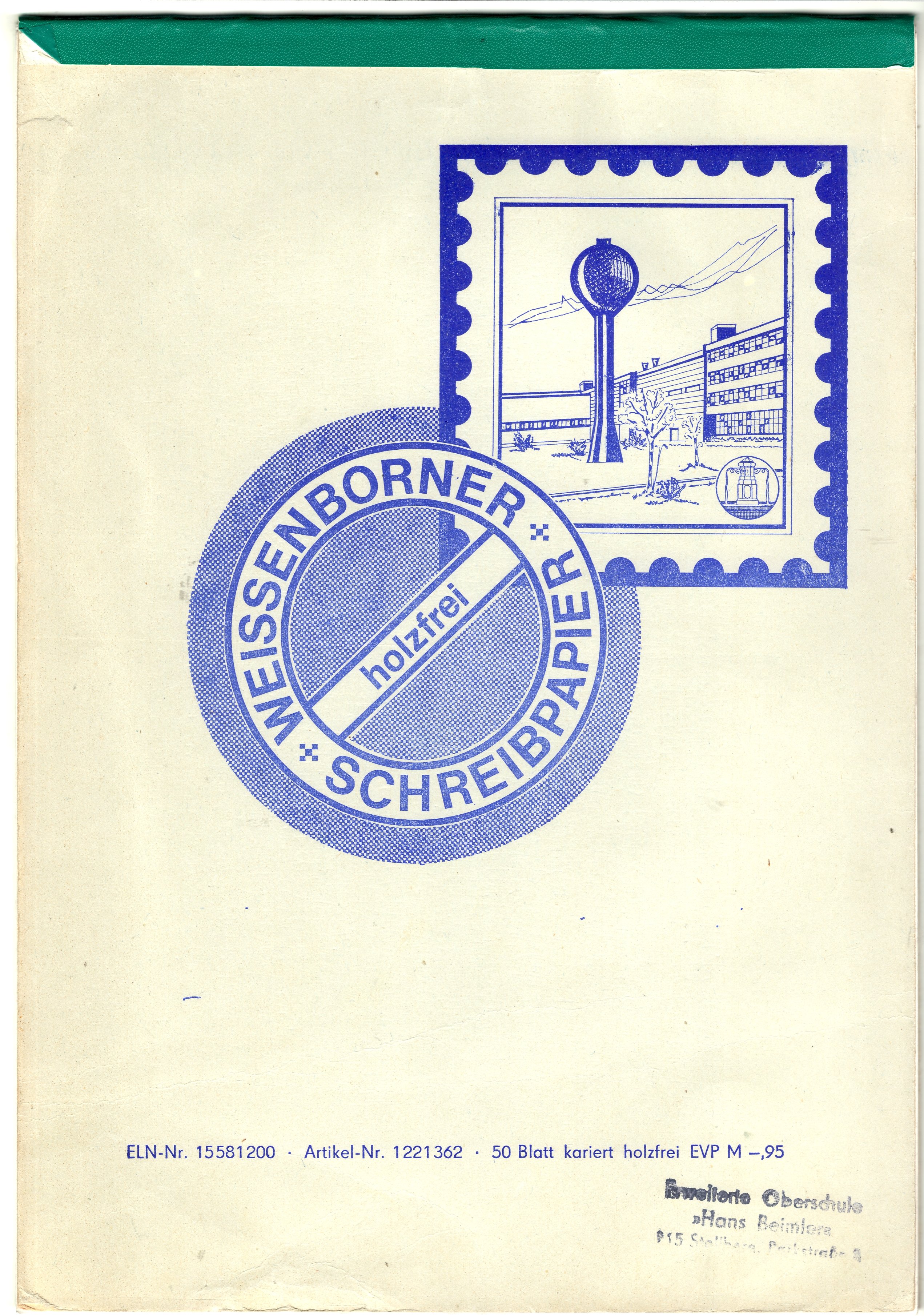 Block Weißenborner Schreibpapier (Heimatwelten Zwönitz CC BY-NC-SA)