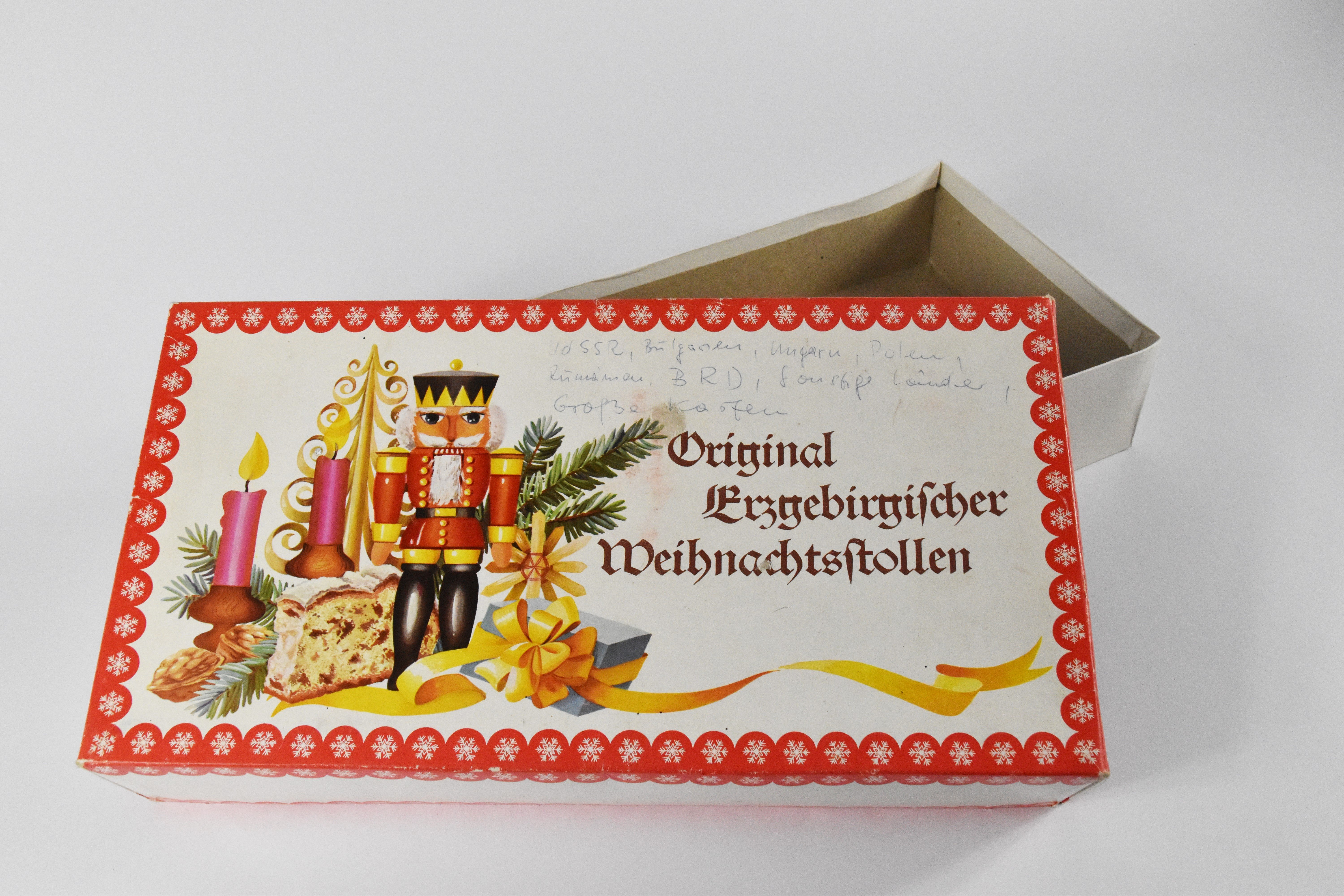 Verpackung "Original erzgebirgischer Weihnachtsstollen" (Heimatwelten Zwönitz CC BY-NC-SA)