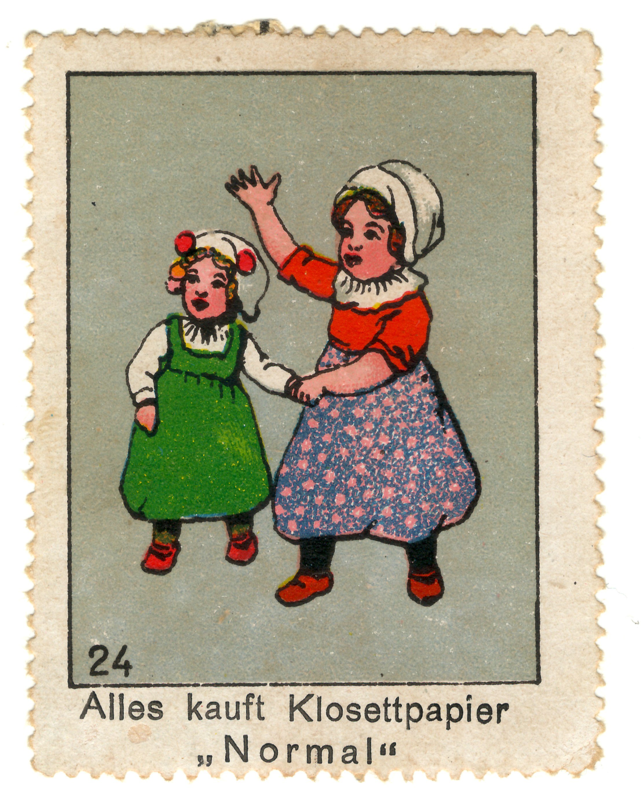Werbemarke "Alles kauft Klosettpapier" (Heimatwelten Zwönitz CC BY-NC-SA)