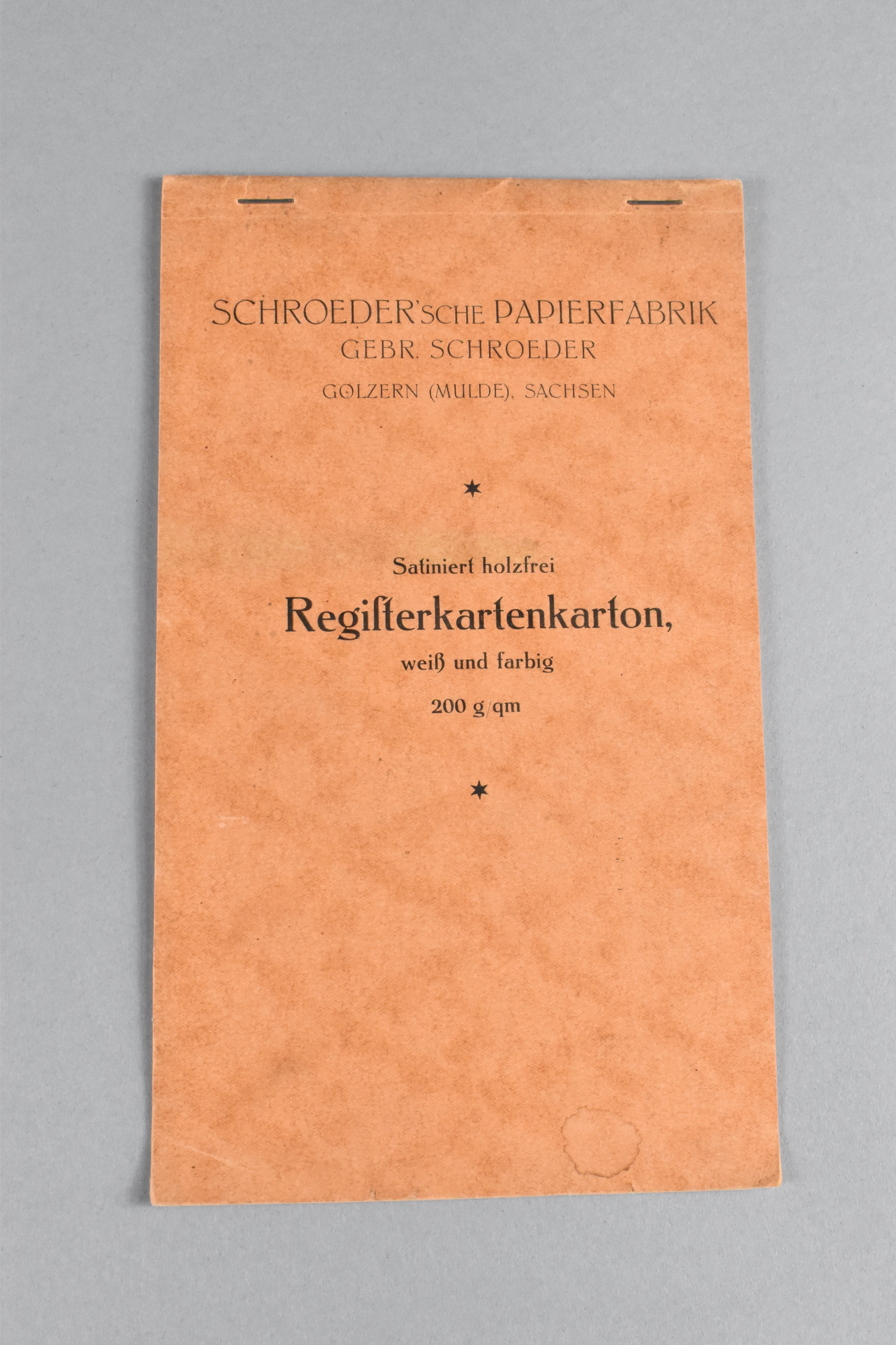 Musterbuch Registerkarton, Schroeder'sche Papierfabrik Golzern (Heimatwelten Zwönitz CC BY-NC-SA)