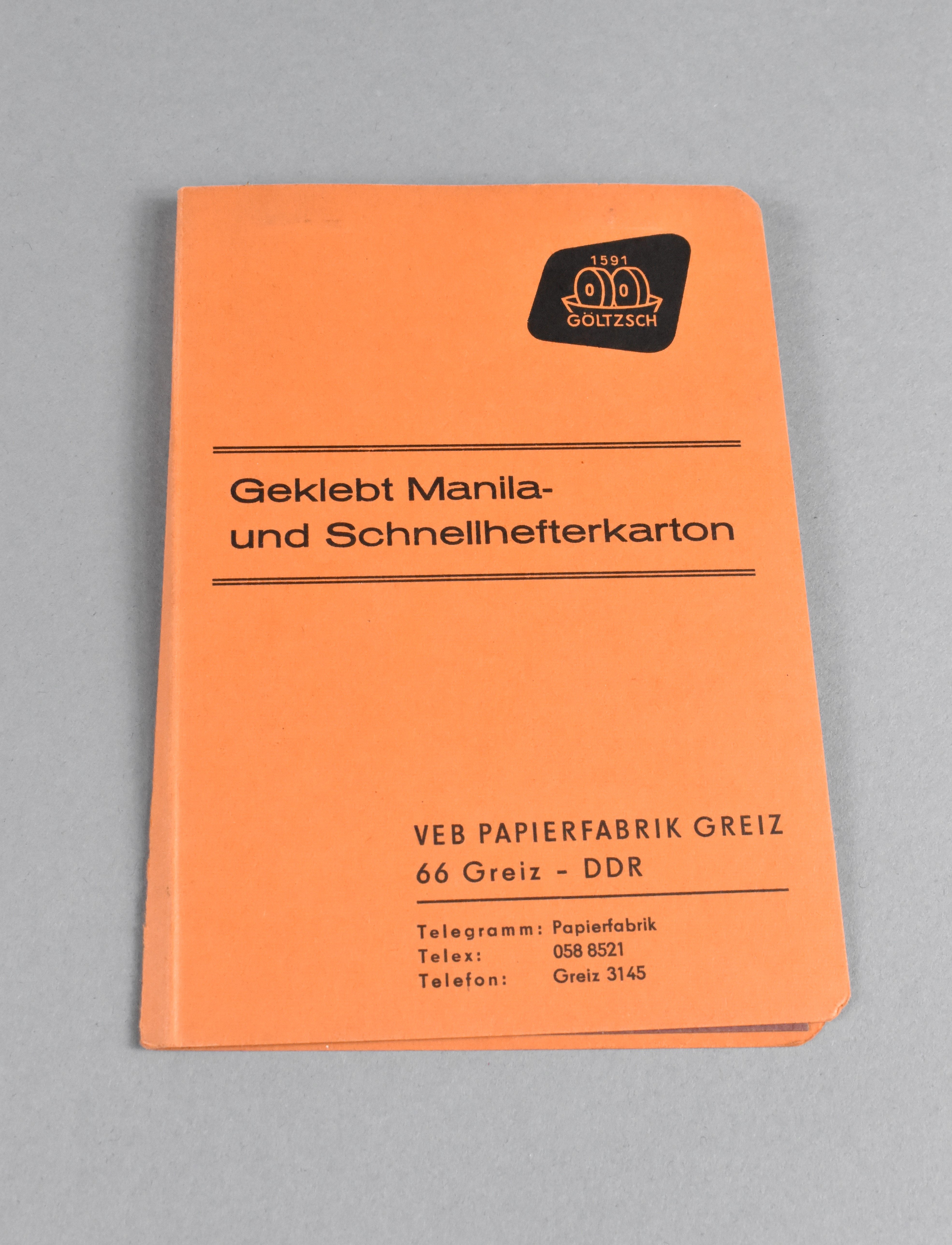 Musterbuch "Geklebt Manila- und Schnellhefterkarton" (Heimatwelten Zwönitz CC BY-NC-SA)
