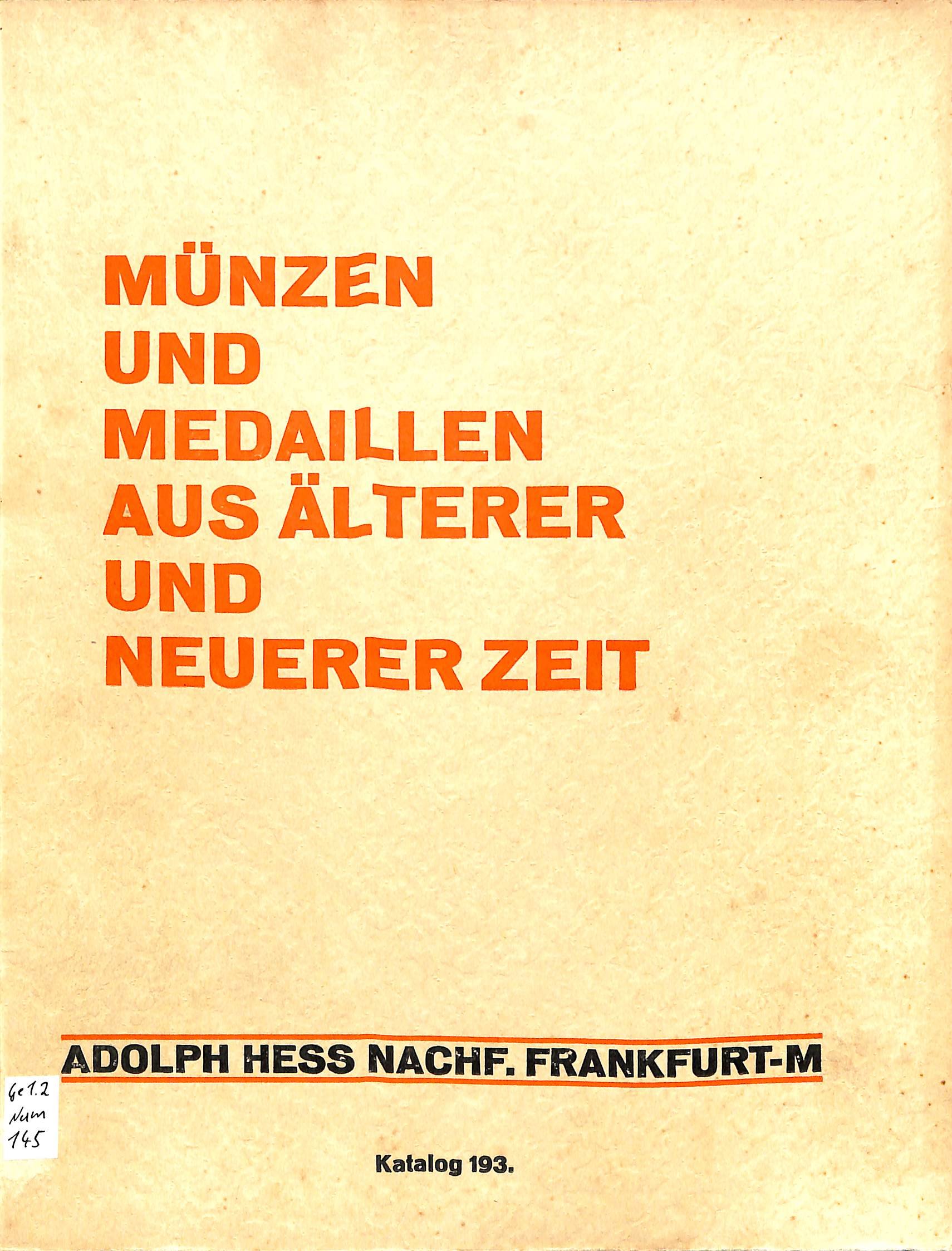 Adolph Hess Nachfolger, Auktionskatalog 193, Versteigerung am 18. März 1929 (Heimatwelten Zwönitz CC BY-NC-SA)