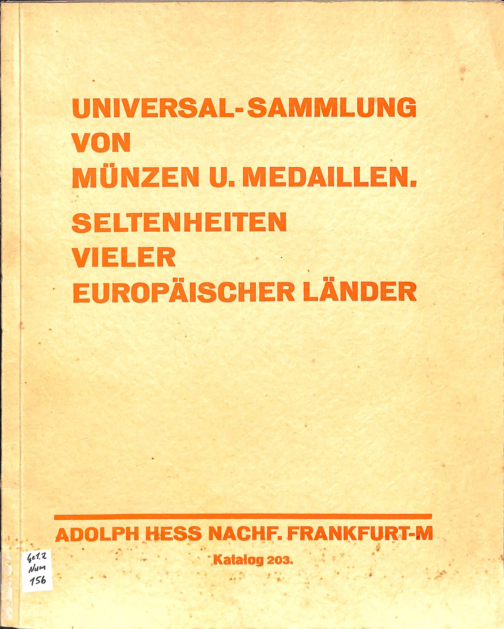 Adolph Hess Nachfolger, Katalog 203, Versteigerung am 16.02.1931 (Heimatwelten Zwönitz CC BY-NC-SA)