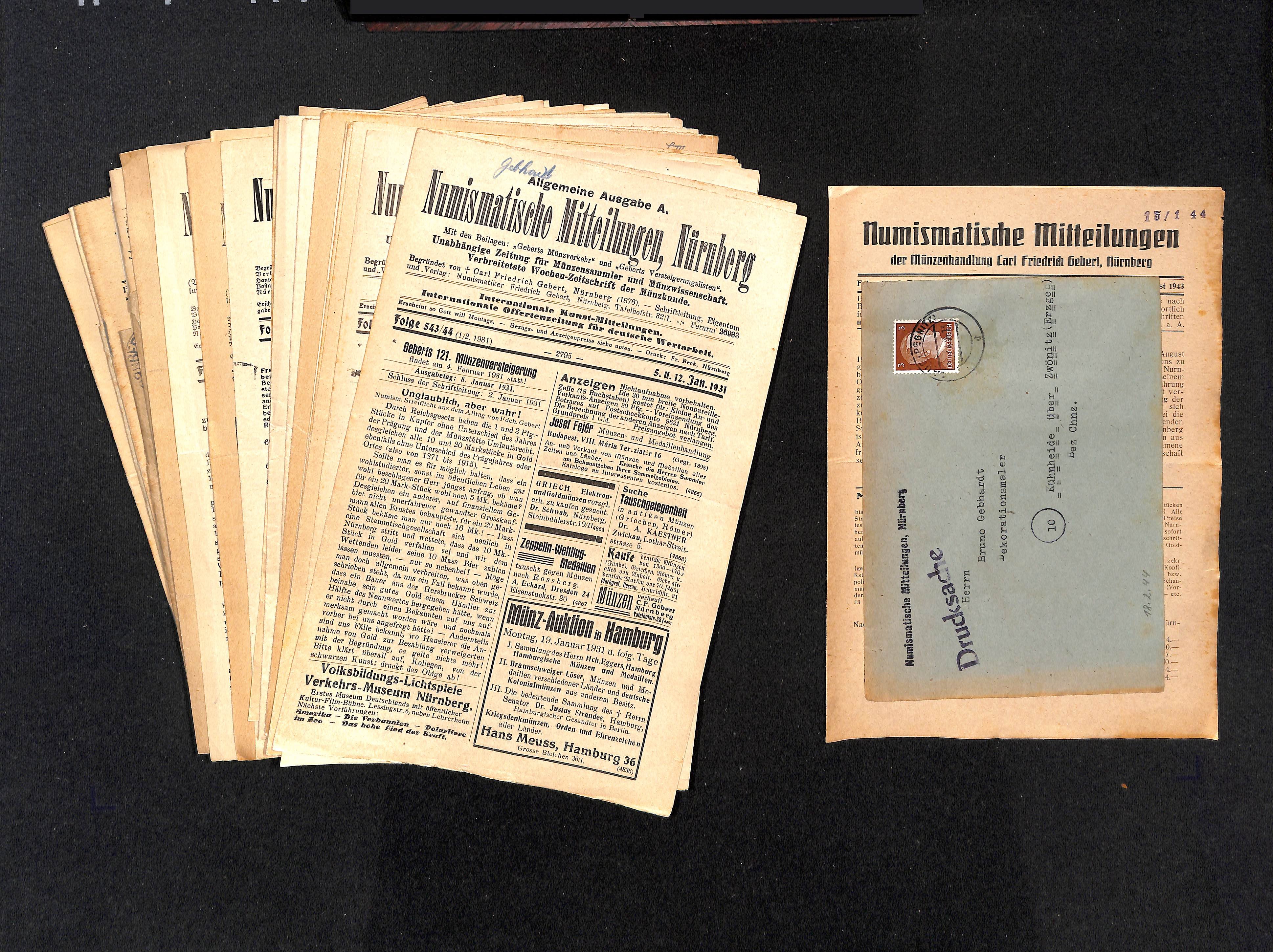 Numismatische Mitteilungen Nürnberg, Jahrgänge 1931 bis 1943 (Heimatwelten Zwönitz CC BY-NC-SA)