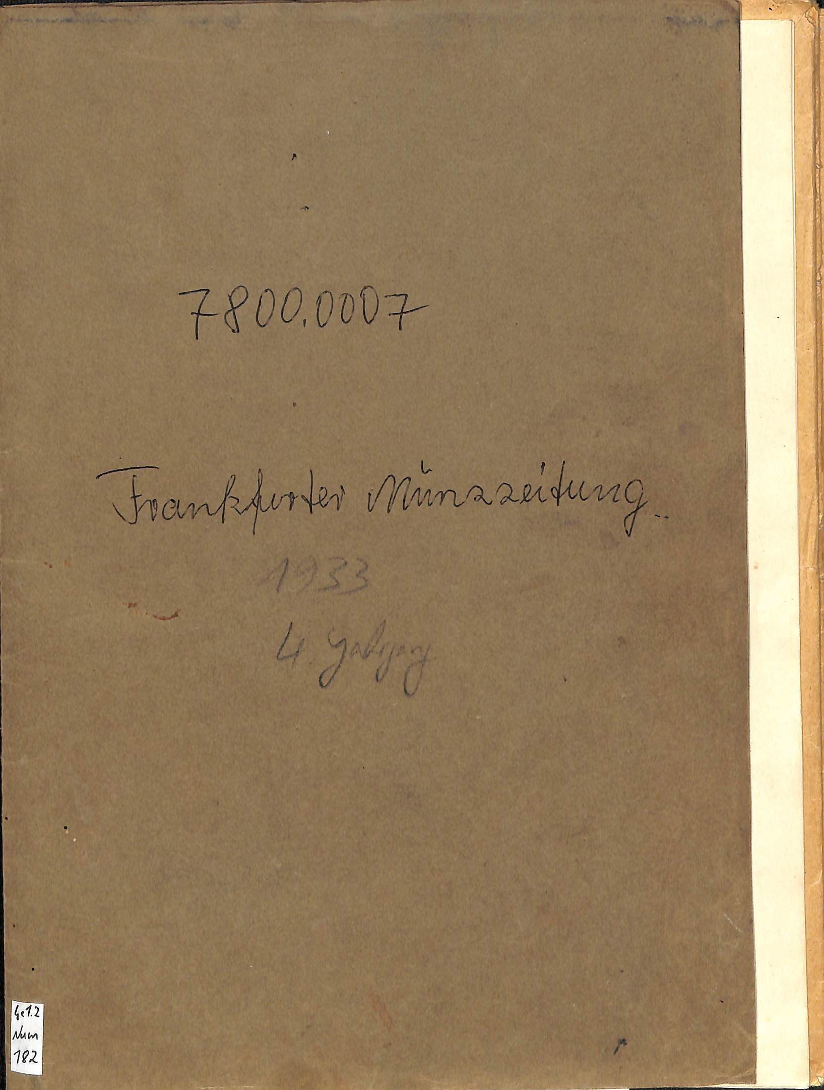 Frankfurter Münzzeitung, Neue Folge, Jahrgang 4, 1933 (Heimatwelten Zwönitz CC BY-NC-SA)
