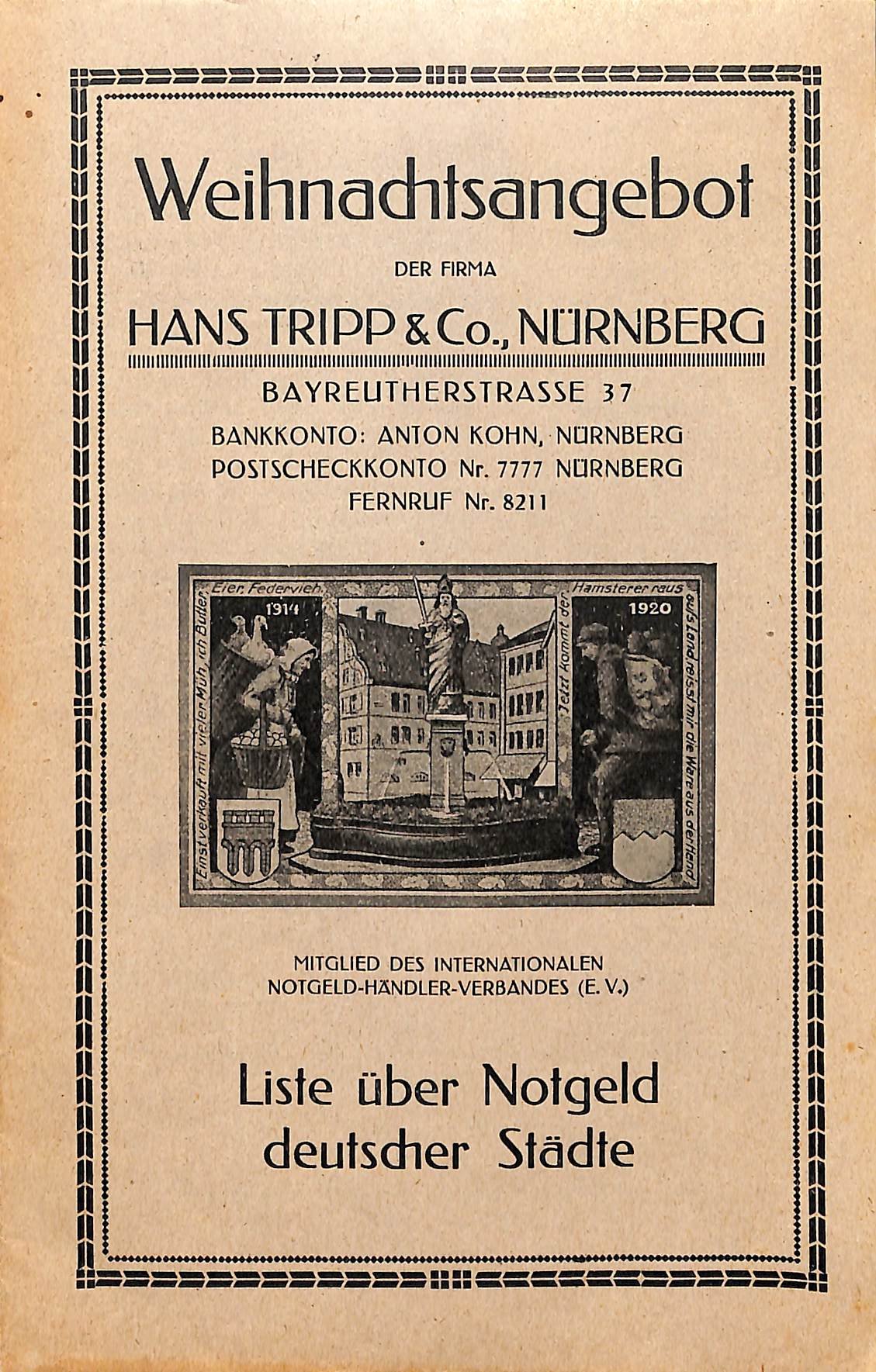 Weihnachtsangebot der Firma Hans Tripps & Co., Nürnberg (Heimatwelten Zwönitz CC BY-NC-SA)