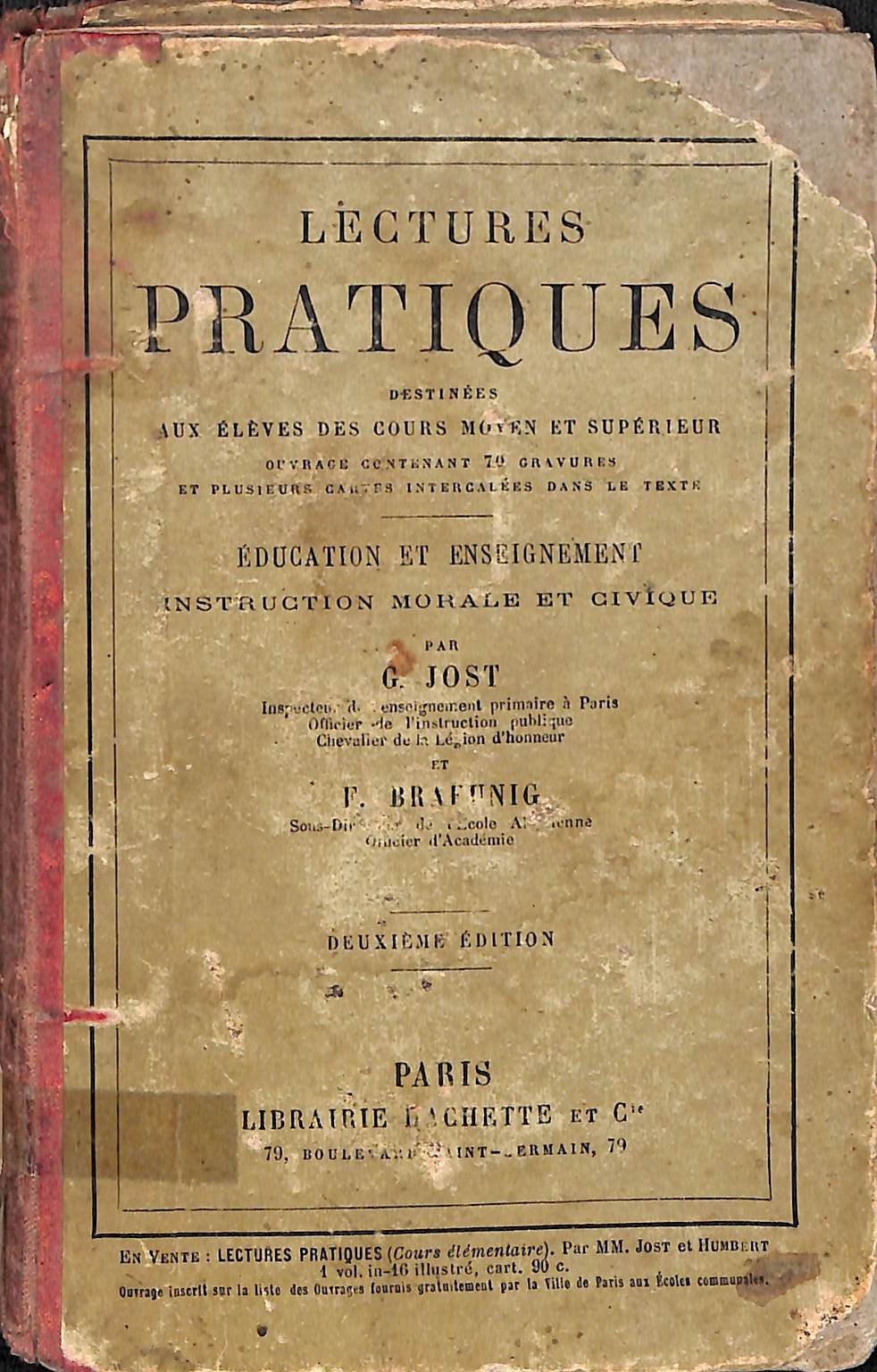 LECTURES PRATIQUES DESTINEES AUX ELEVES DES COURS MOYEN ET SUPERIEUR; Jost G., Braeuning F., Paris 1881 (Heimatwelten Zwönitz CC BY-NC-SA)