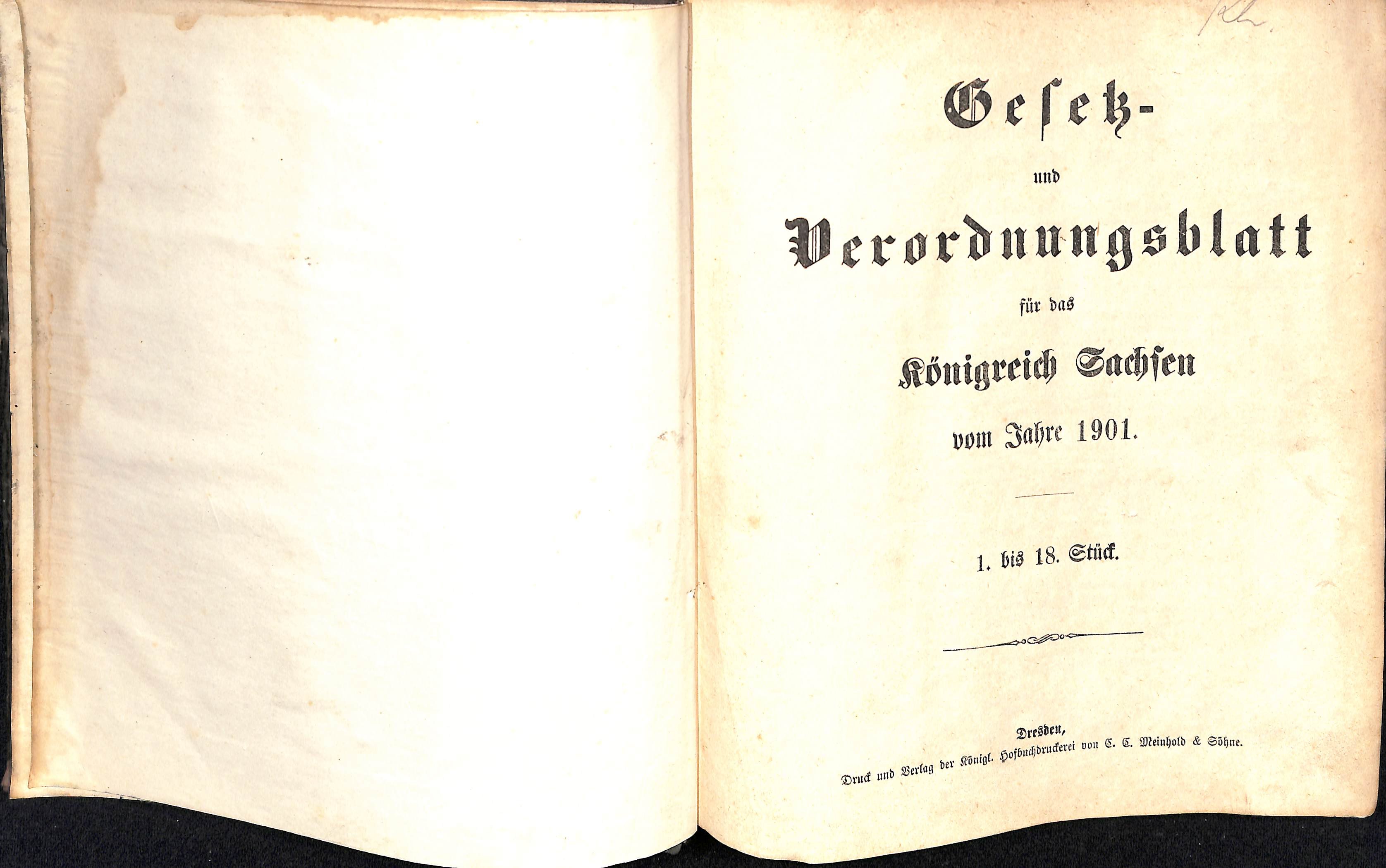 Gesetz- und Verordnungsblatt für das Königreich Sachsen vom Jahre 1901 (HEIMATWELTEN Zwönitz - Raritätensammlung Bruno Gebhardt CC BY-NC-SA)