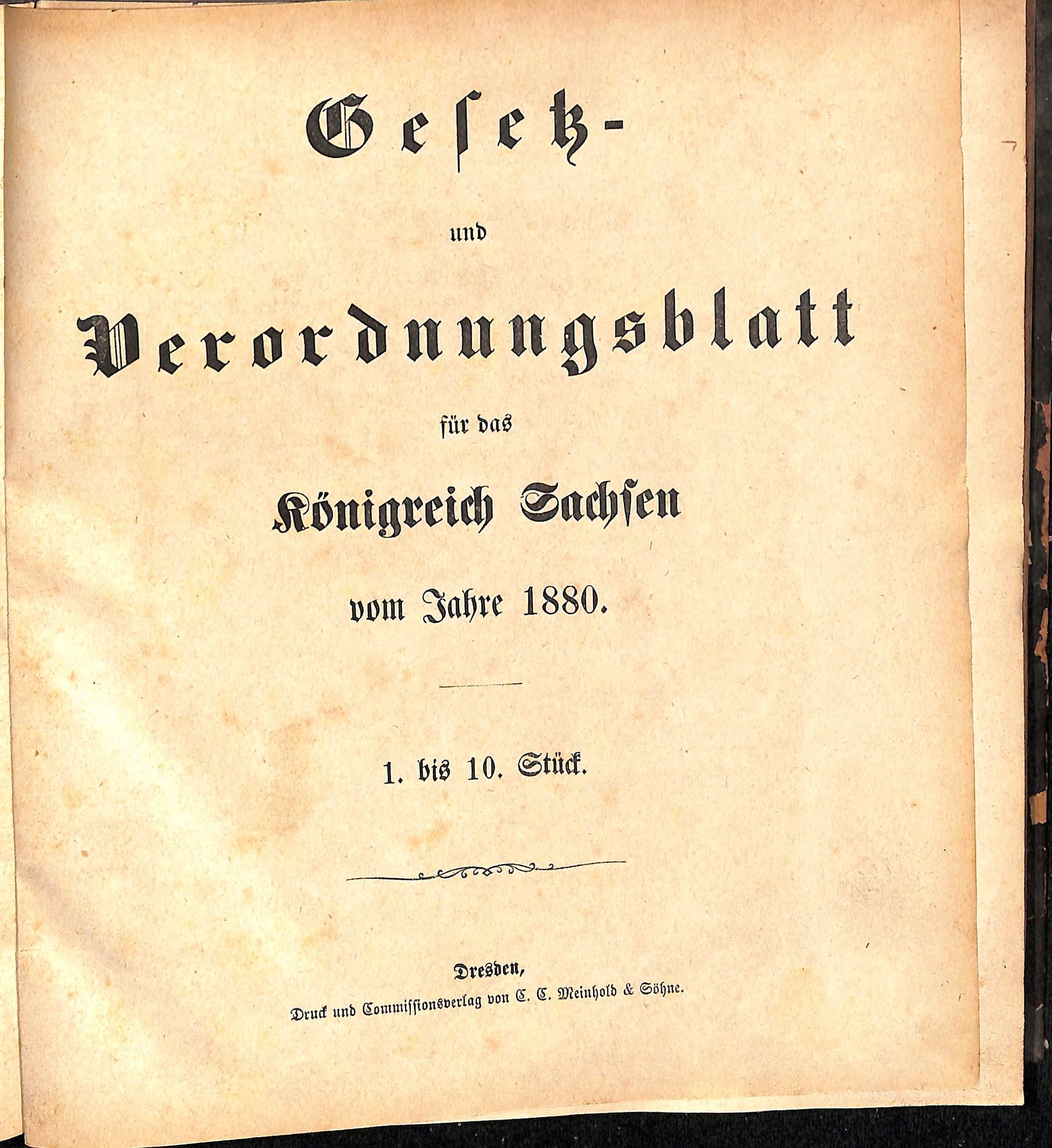 Gesetz- und Verordnungsblatt für das Königreich Sachsen vom Jahre 1880 (HEIMATWELTEN Zwönitz - Raritätensammlung Bruno Gebhardt CC BY-NC-SA)