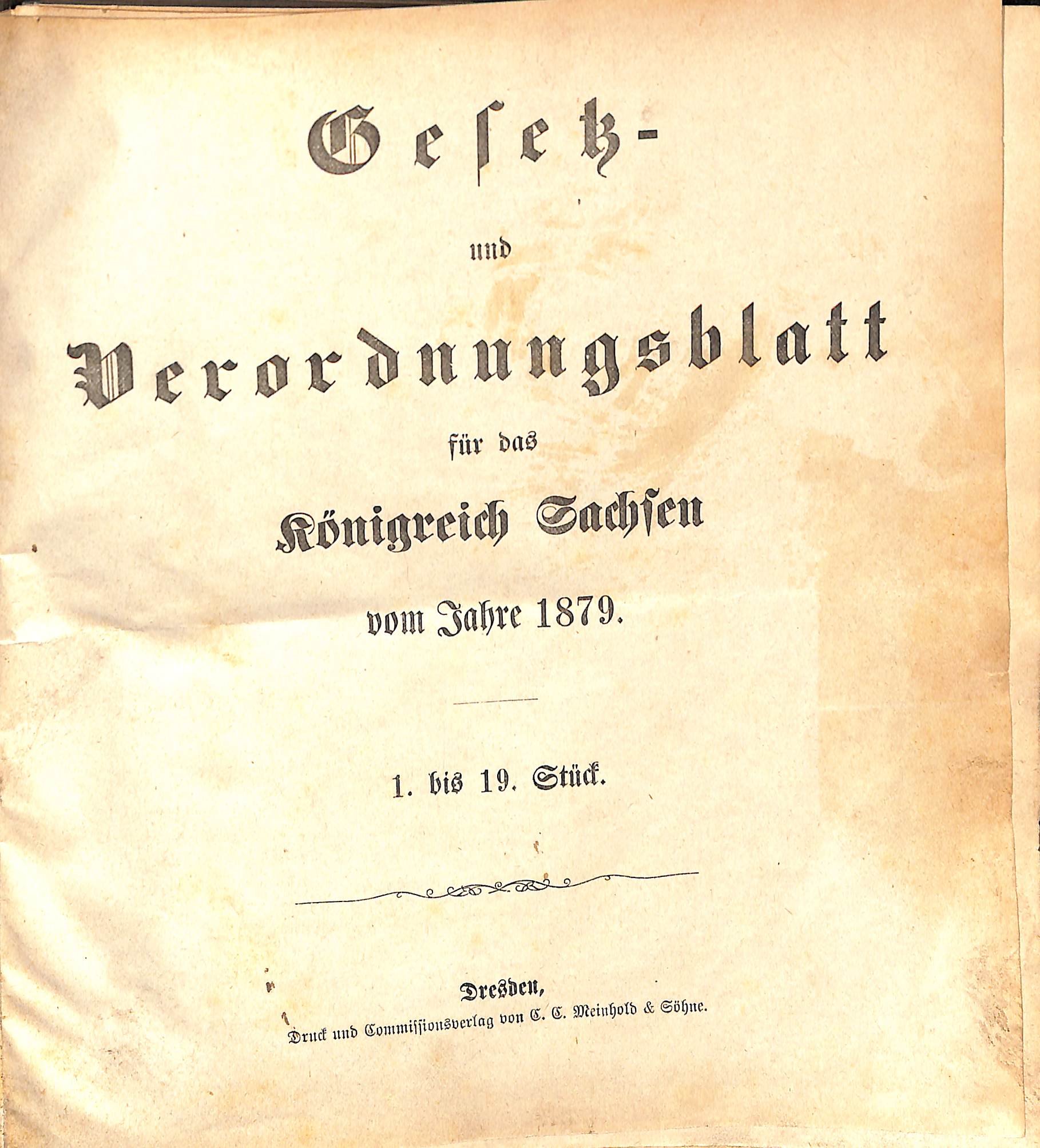 Gesetz- und Verordnungsblatt für das Königreich Sachsen vom Jahre 1879 (HEIMATWELTEN Zwönitz - Raritätensammlung Bruno Gebhardt CC BY-NC-SA)