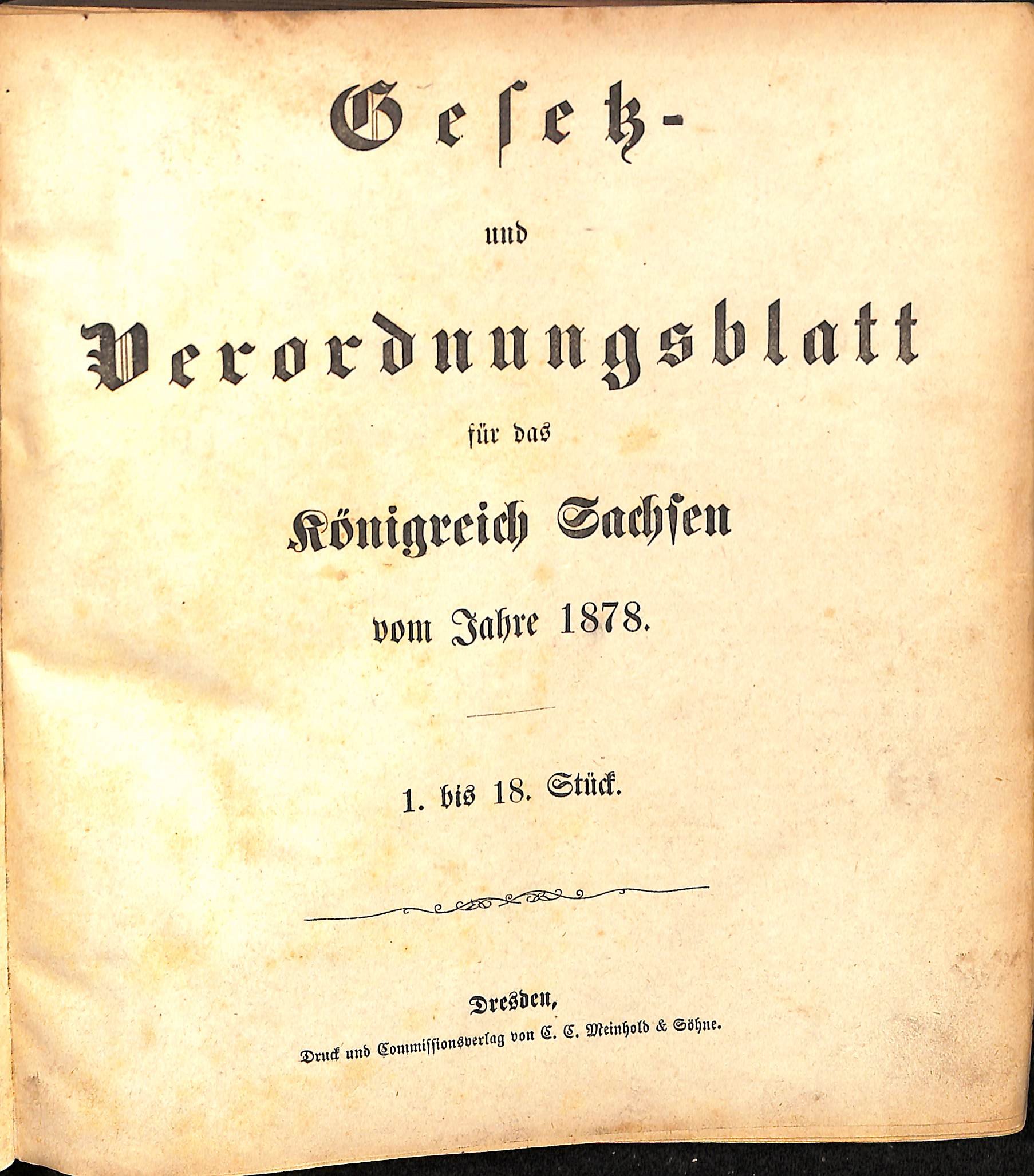 Gesetz- und Verordnungsblatt für das Königreich Sachsen vom Jahre 1878 (HEIMATWELTEN Zwönitz - Raritätensammlung Bruno Gebhardt CC BY-NC-SA)