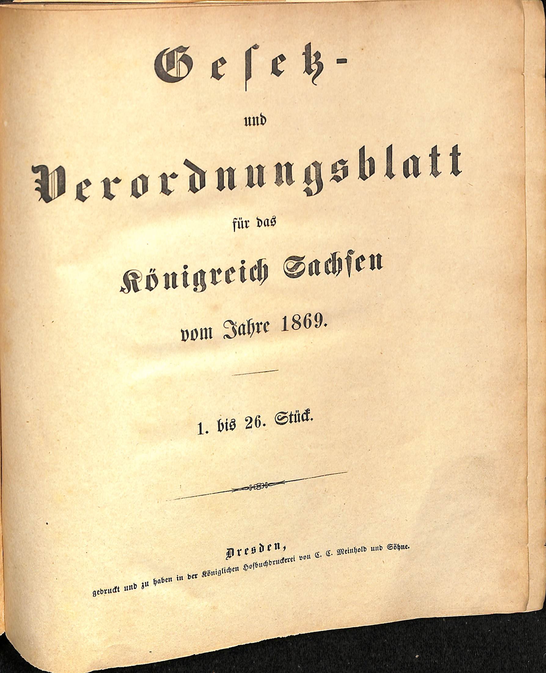 Gesetz- und Verordnungsblatt für das Königreich Sachsen vom Jahre 1869 (HEIMATWELTEN Zwönitz - Raritätensammlung Bruno Gebhardt CC BY-NC-SA)