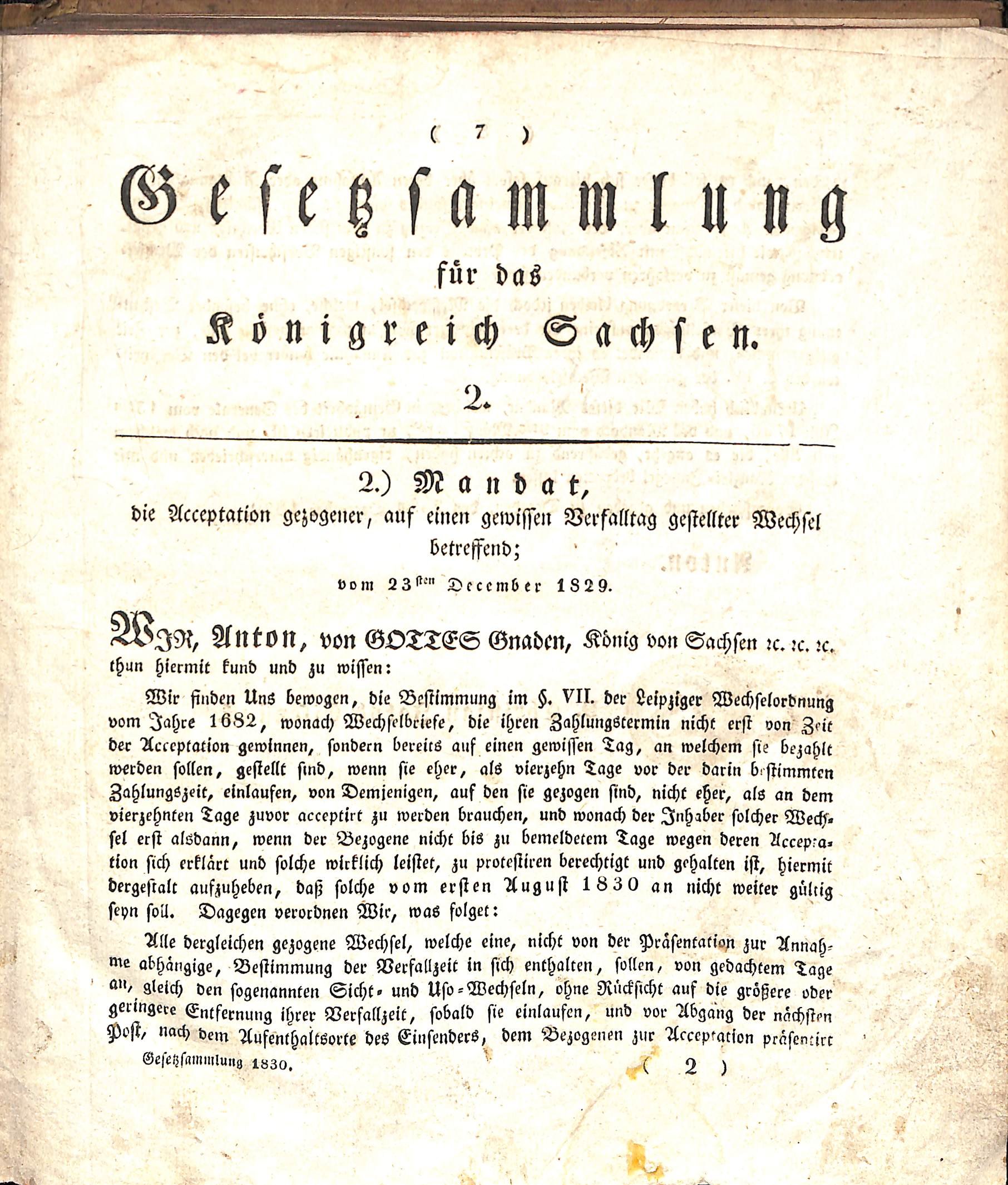 Gesetzsammlung für das Königreich Sachsen 2. - 49. 1829 bis 1831 (Heimatwelten Zwönitz CC BY-NC-SA)