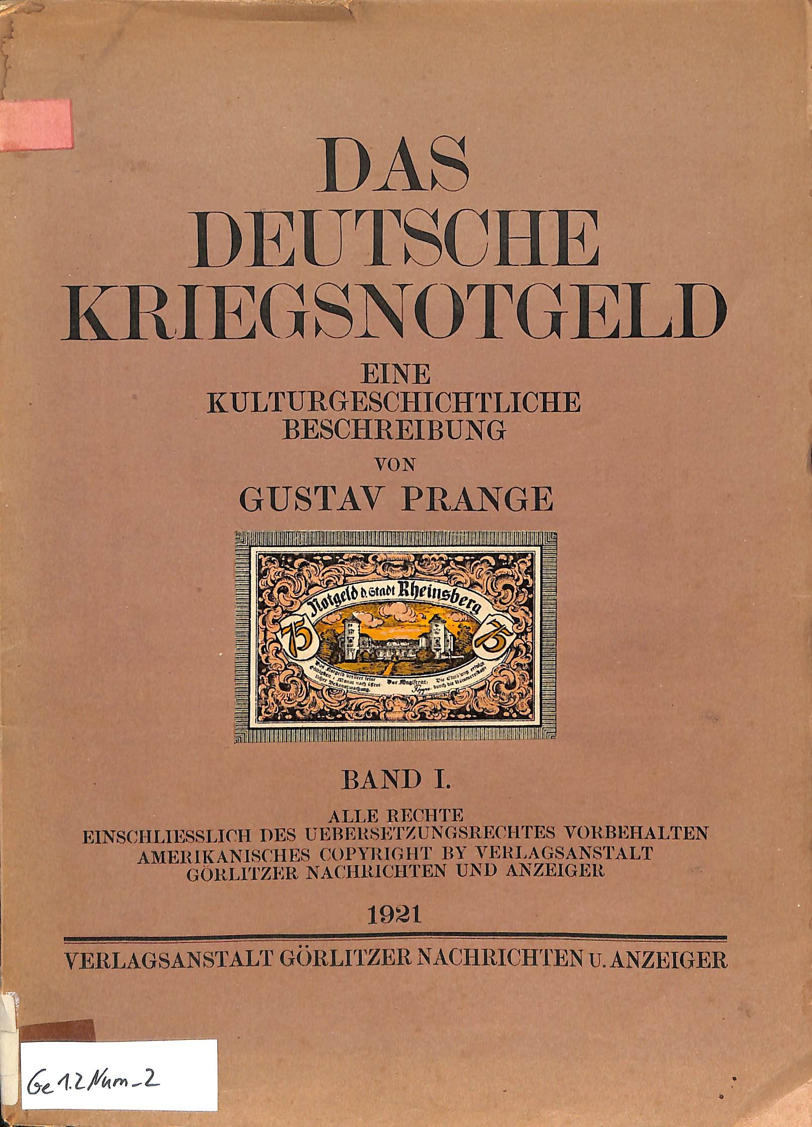 G. Prange, Das Deutsche Reichsnotgeld, 1921 (Heimatwelten Zwönitz CC BY-NC-SA)
