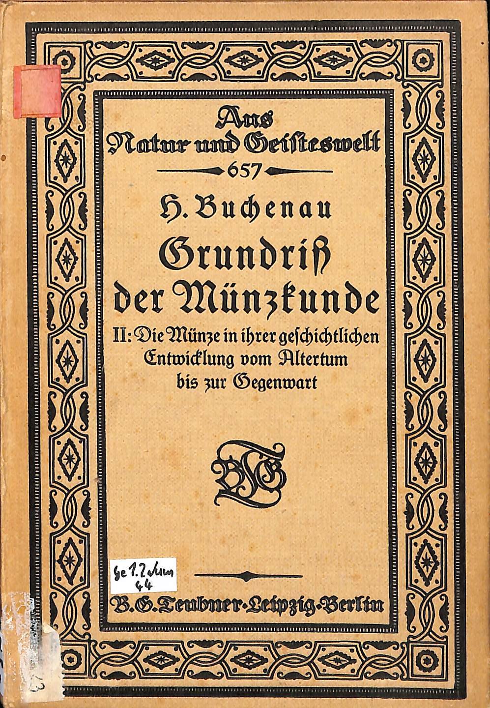 H. Buchenau, Grundriss der Münzkunde II (Heimatwelten Zwönitz CC BY-NC-SA)