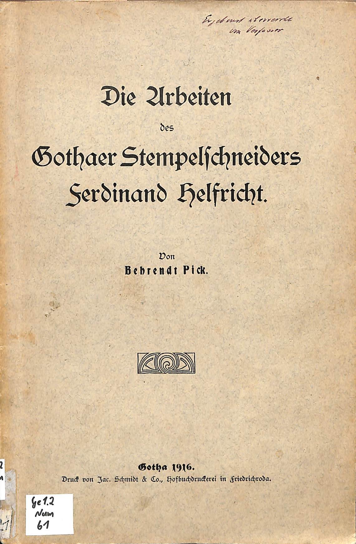 Die Arbeiten des Gothaer Stempelschneiders Ferdinand Helfricht (Heimatwelten Zwönitz CC BY-NC-SA)