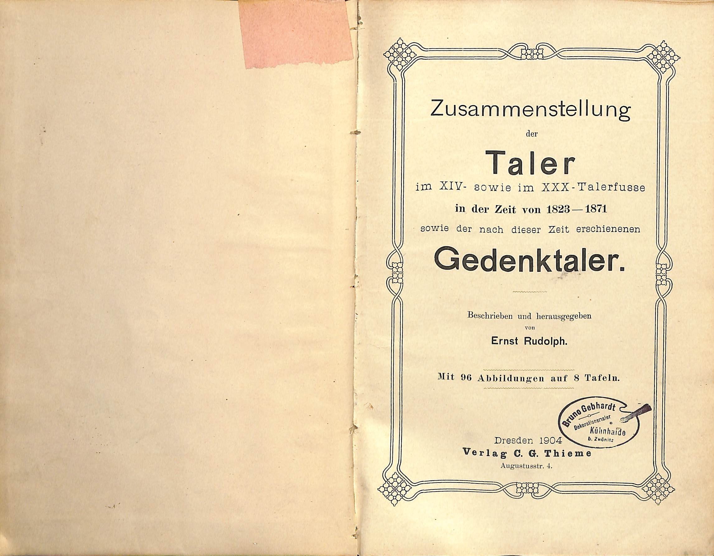 E. Rudolph, Zusammenstellung der Taler im XIV und XXX - Talerfuße in der Zeit von 1823 - 1871 (Heimatwelten Zwönitz CC BY-NC-SA)