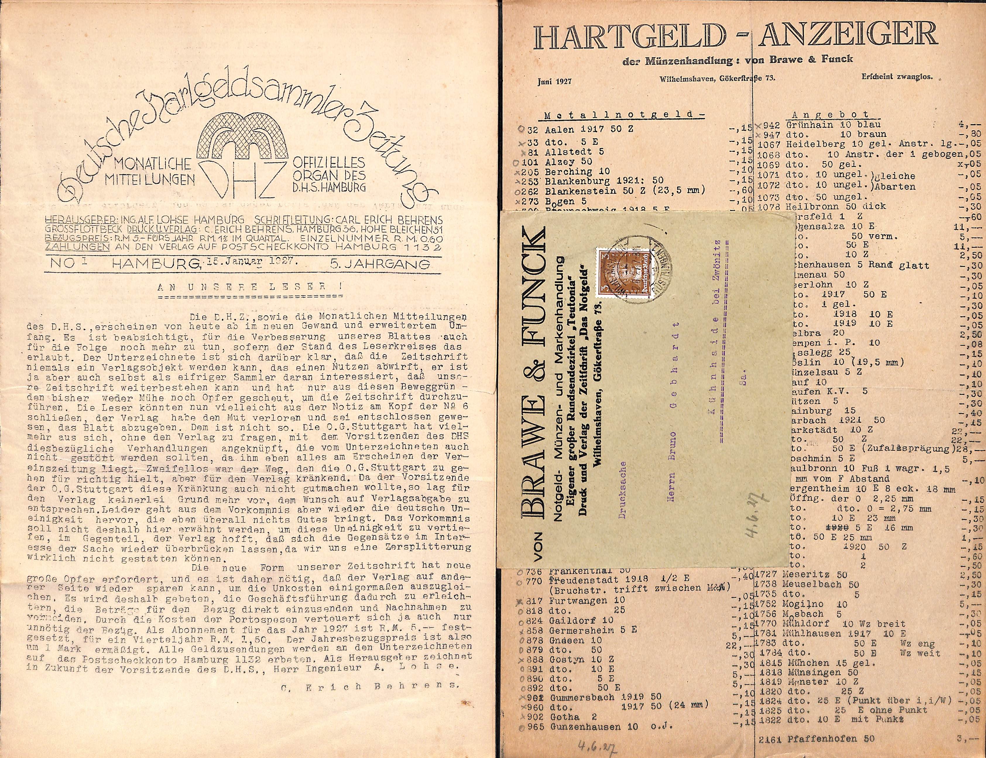 Deutsche Hartgeldsammler Zeitung, 5. Jahrgang 1927 (Heimatwelten Zwönitz CC BY-NC-SA)