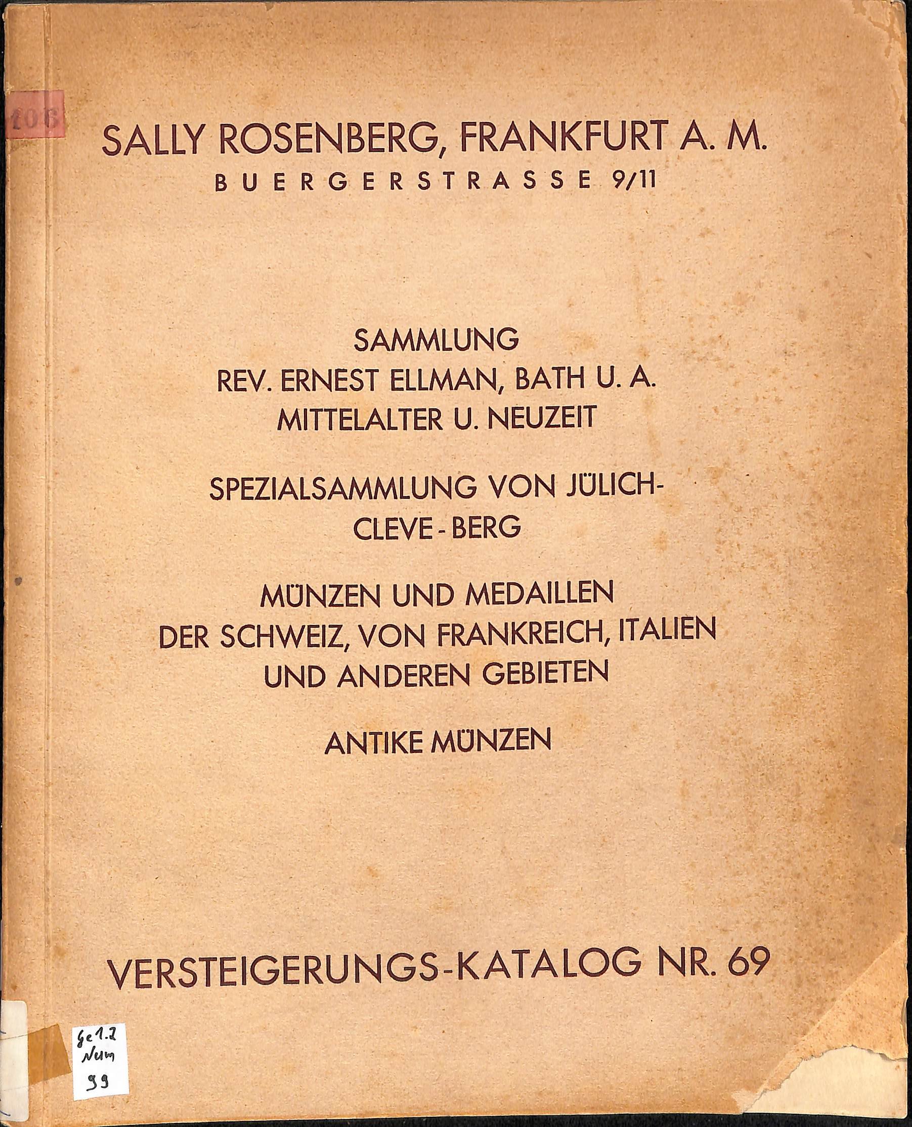 Sally Rosenberg, Versteigerungskatalog Nr. 69, 1930 (Heimatwelten Zwönitz CC BY-NC-SA)