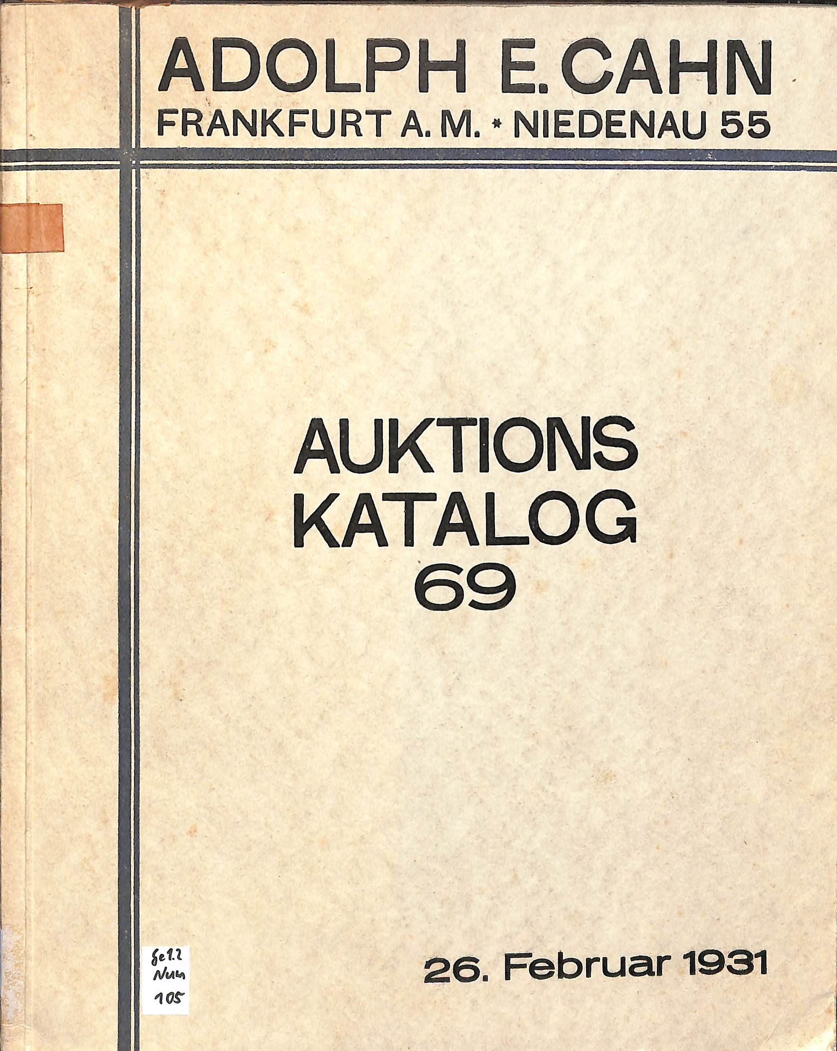 Adolph E. Cahn, Auktions-Katalog No. 69, 1931 (Heimatwelten Zwönitz CC BY-NC-SA)
