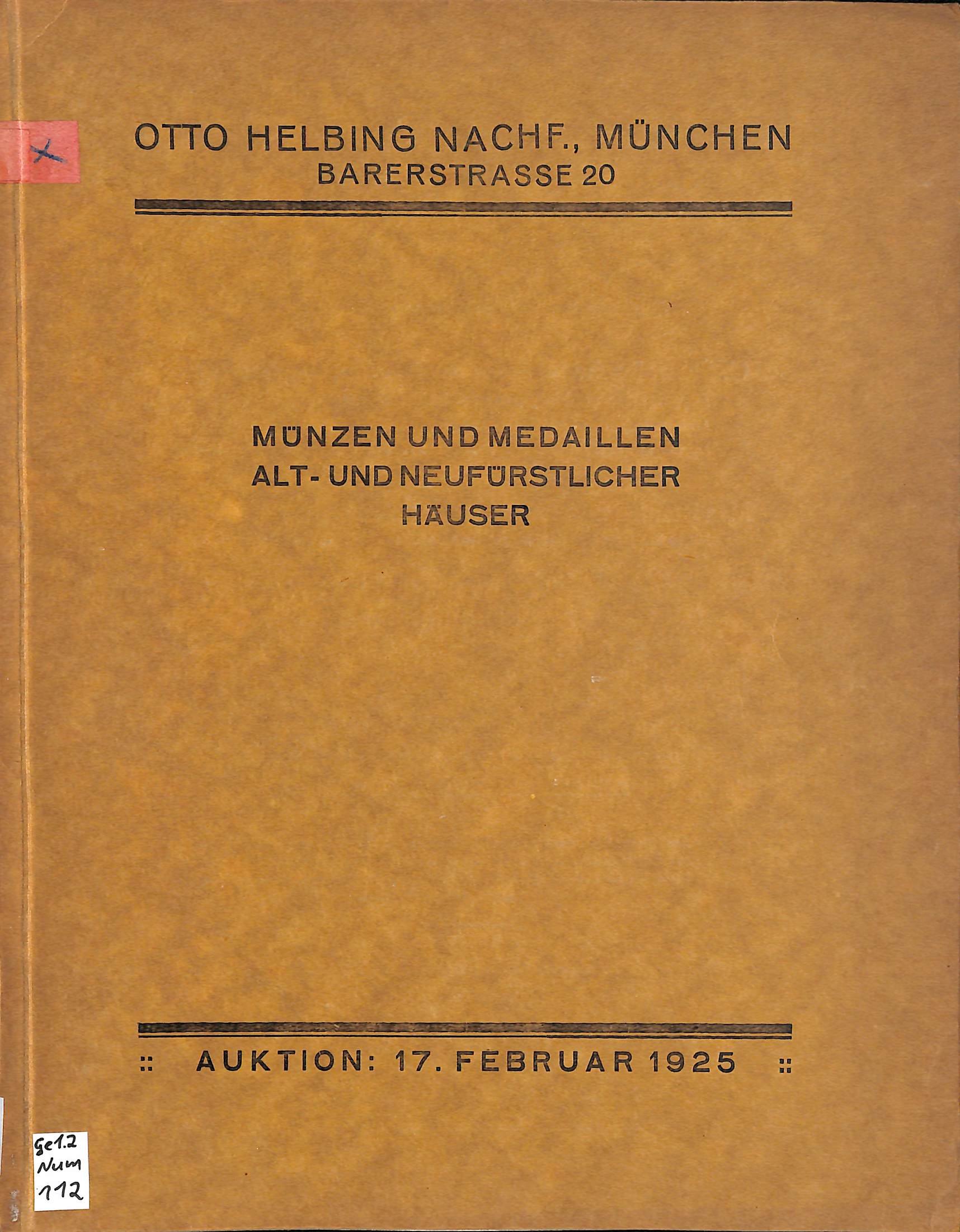 Otto Helbing Nachflg., Münzen und Medaillen alt- und neufürstlicher Häuser 1925 (Heimatwelten Zwönitz CC BY-NC-SA)