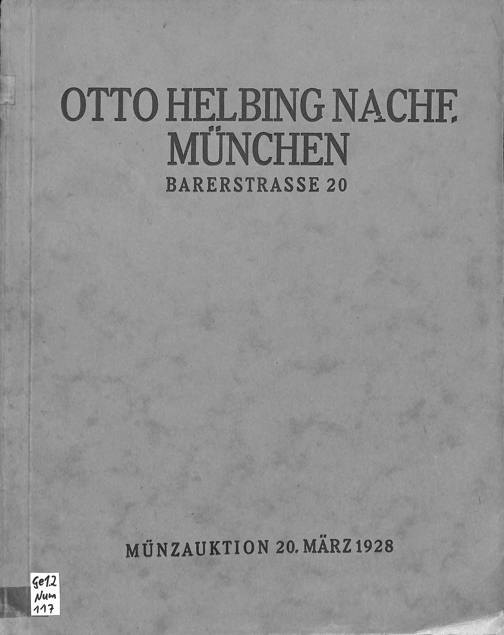 Otto Helbing Nachflg., Auktionskatalog 20. März 1928 (Heimatwelten Zwönitz CC BY-NC-SA)