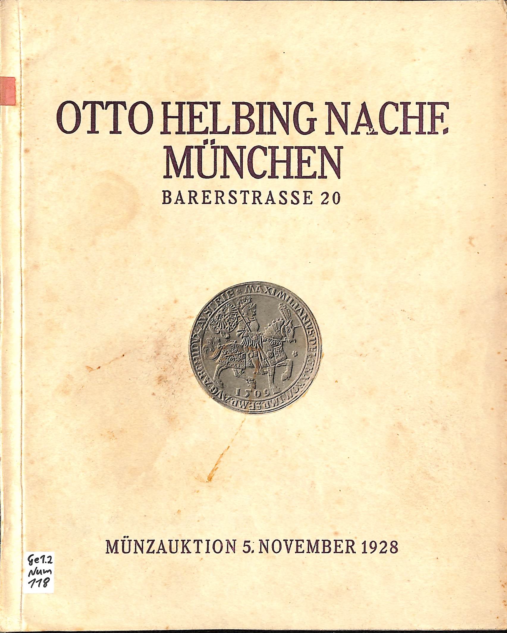 Otto Helbing Nachf., Münzauktion 5. November 1928 (Heimatwelten Zwönitz CC BY-NC-SA)