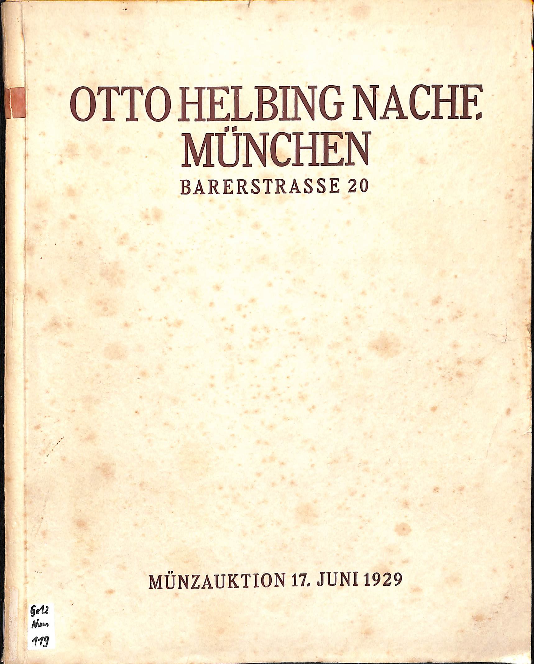 Otto Helbing Nachf., Münzauktion 17. Juni 1929 (Heimatwelten Zwönitz CC BY-NC-SA)