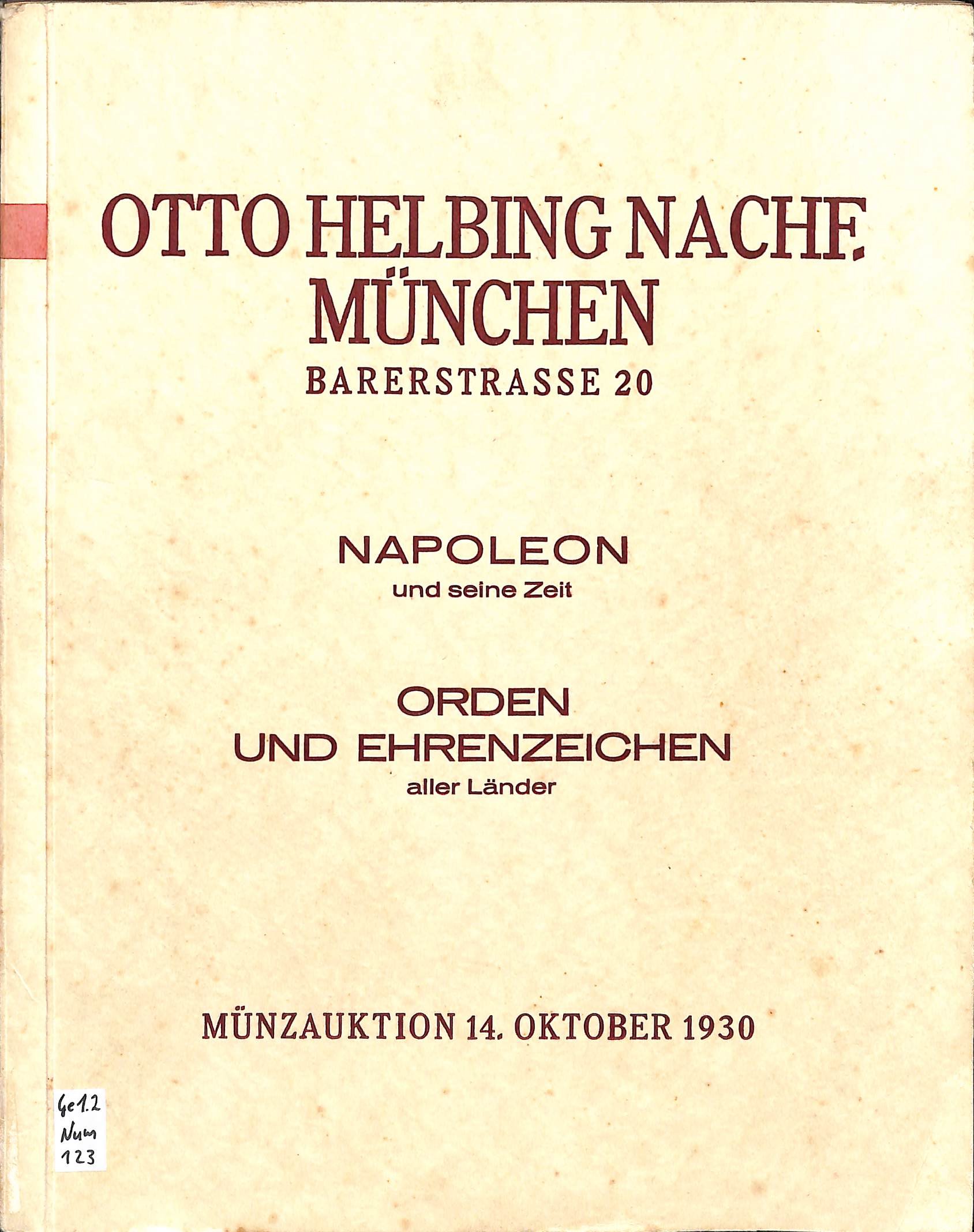 Otto Helbing Nachf., Münzauktion 14. Oktober 1930 (Heimatwelten Zwönitz CC BY-NC-SA)