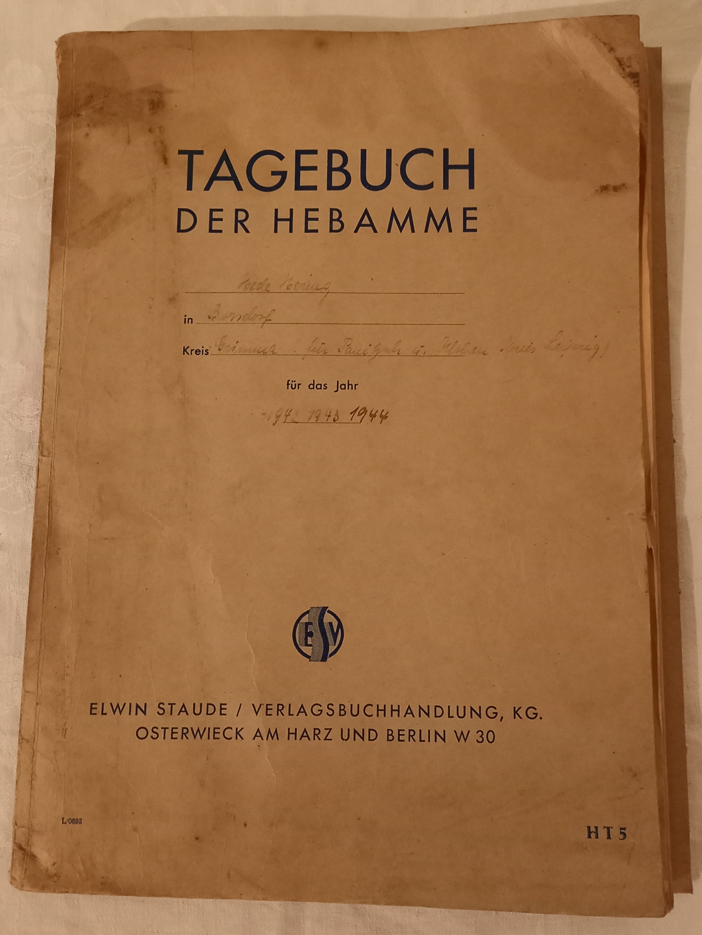 Tagebuch der Hebamme Hede Hering (Heimatverein Borsdorf CC BY-NC-SA)