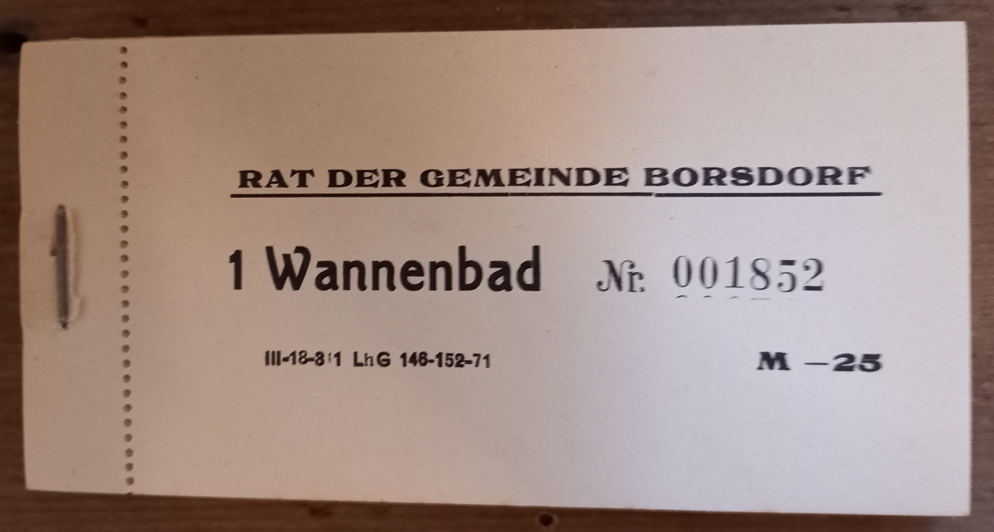 Eintrittskarten für das Borsdorfer Wannenbad (Heimatverein Borsdorf CC BY-NC-SA)
