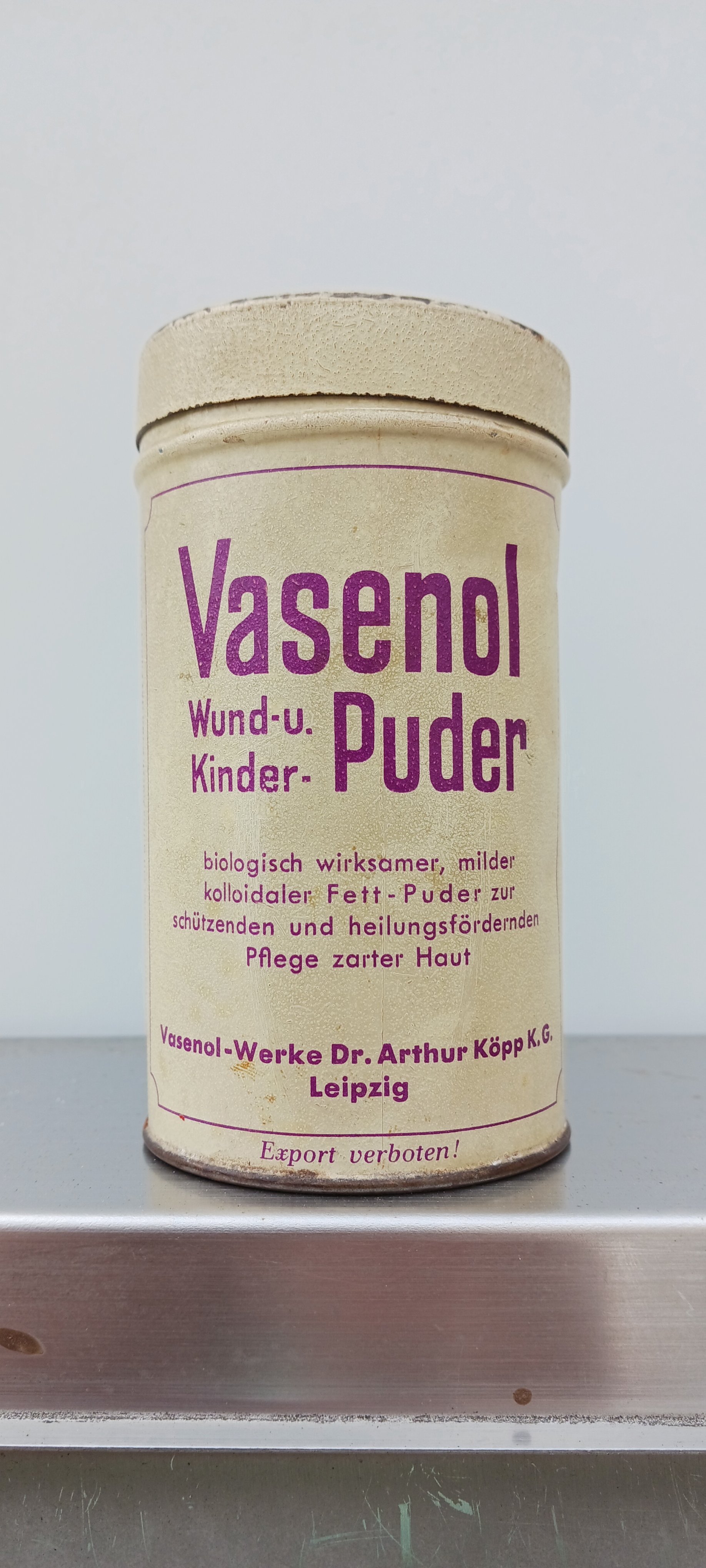 Vasenol Puderdose für Wund- u- Kinder-Puder (Heimatverein Borsdorf CC BY-NC-SA)