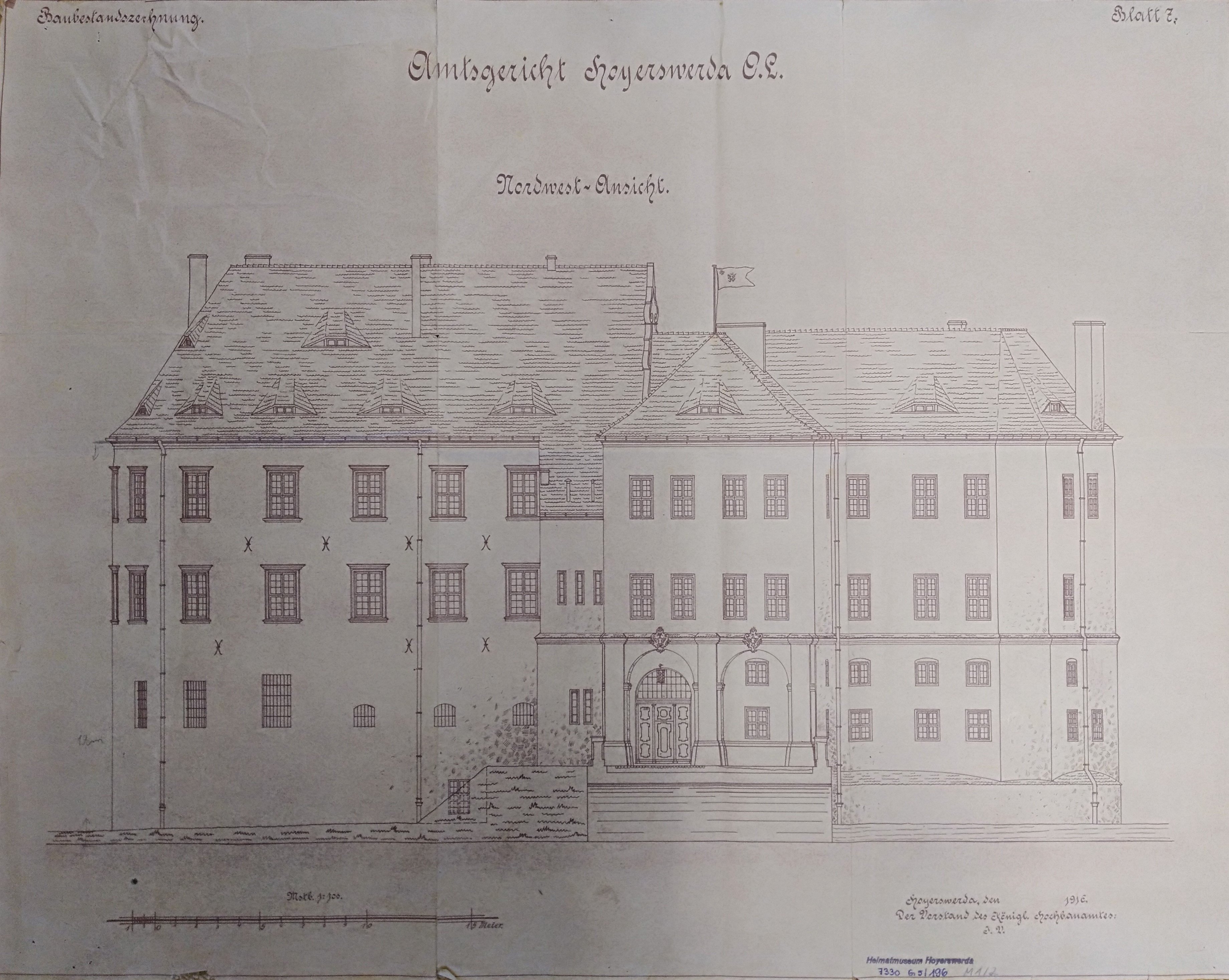 Baubestandszeichnung Amtsgericht Hoyerswerda O. L. (Blatt 7) (Schloss- und Stadtmuseum Hoyerswerda CC BY-NC-SA)