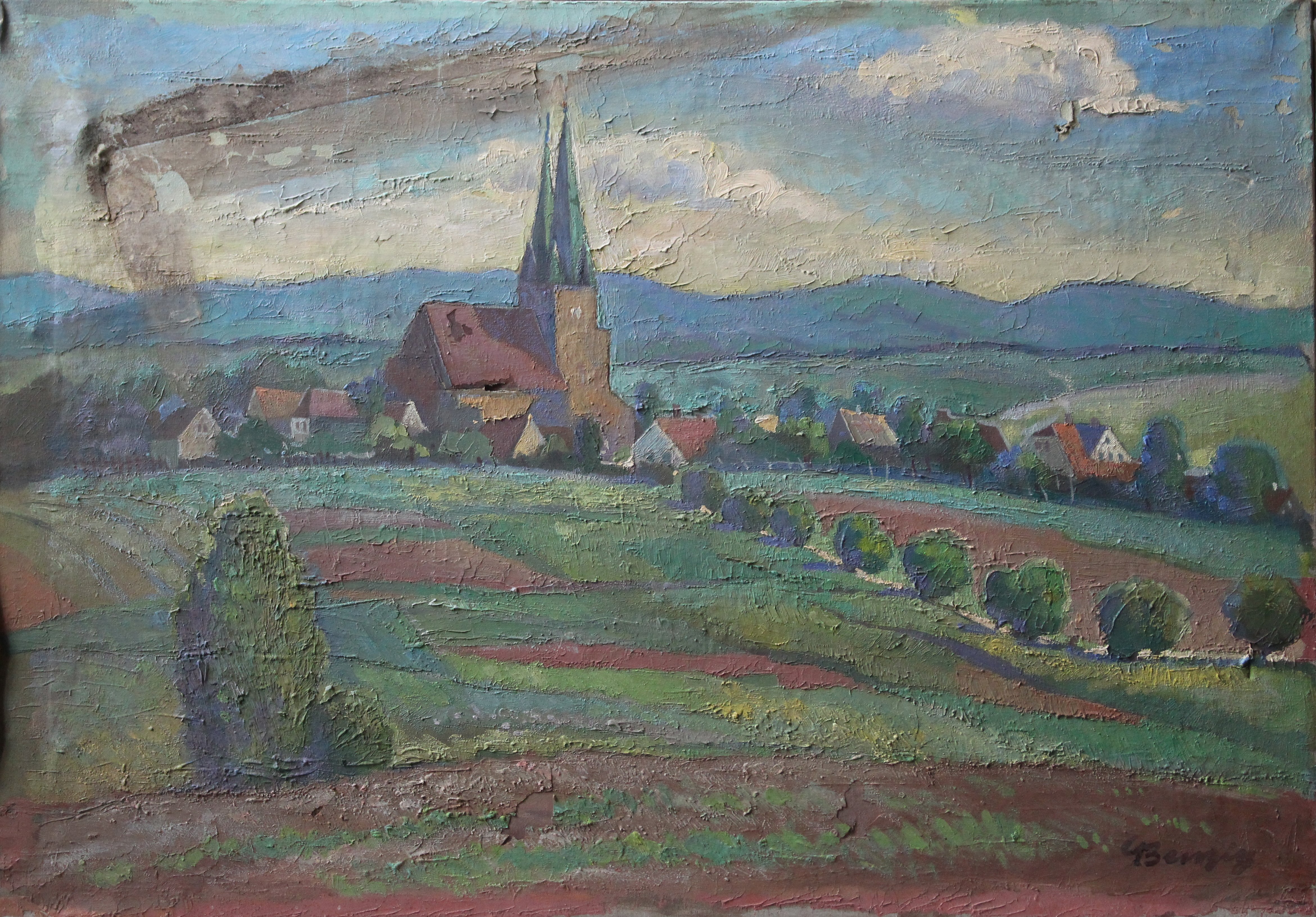 Gemälde: Blick auf Göda (Museum Bautzen - Muzej Budyšin CC BY-NC-SA)